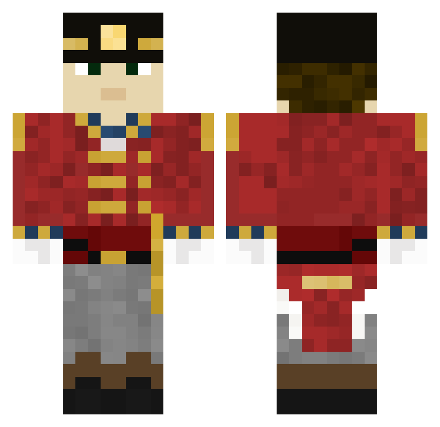 Eighbeecee Minecraft skin, front and back view