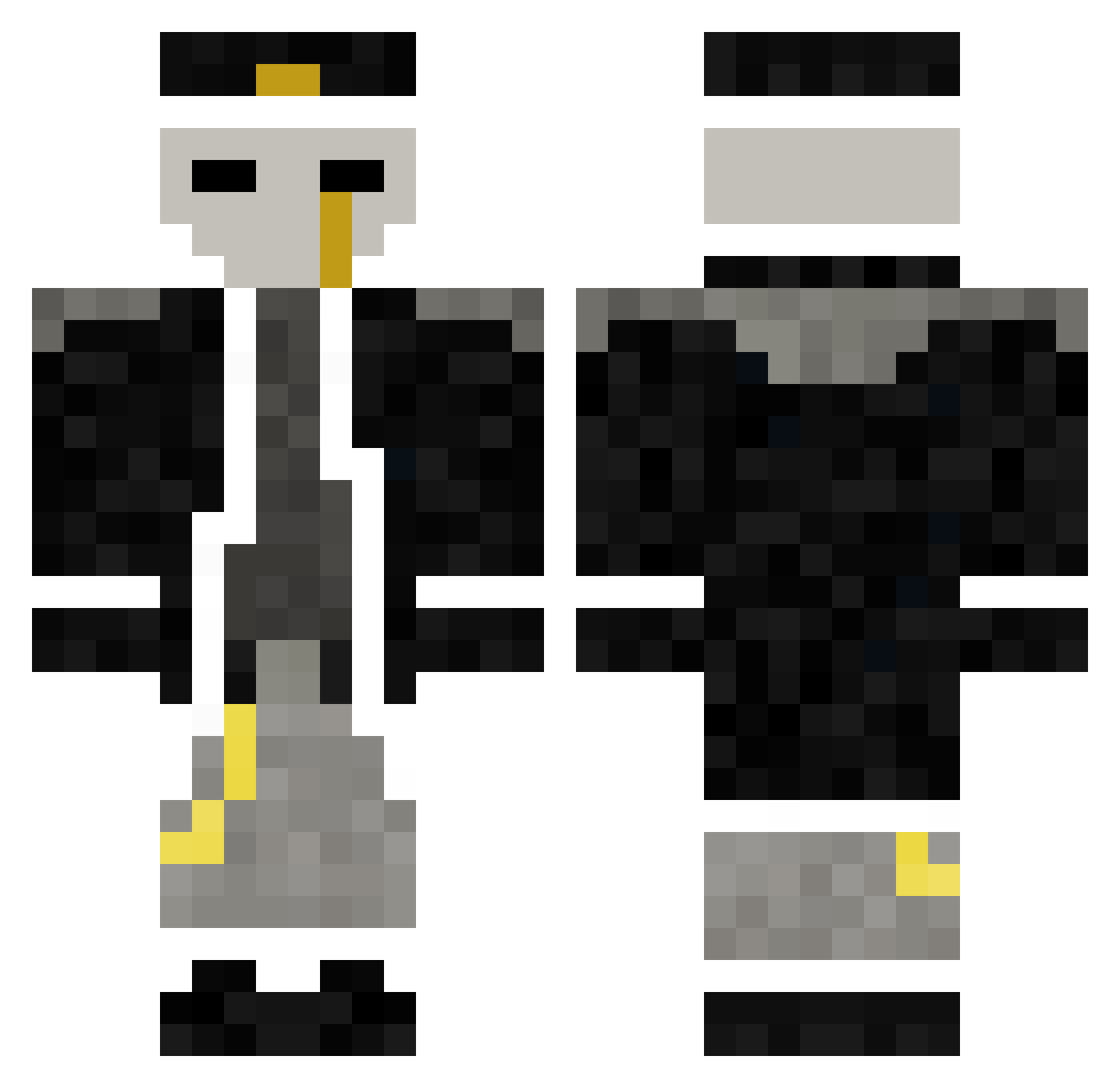 NiGhostLiving Minecraft skin, front and back view