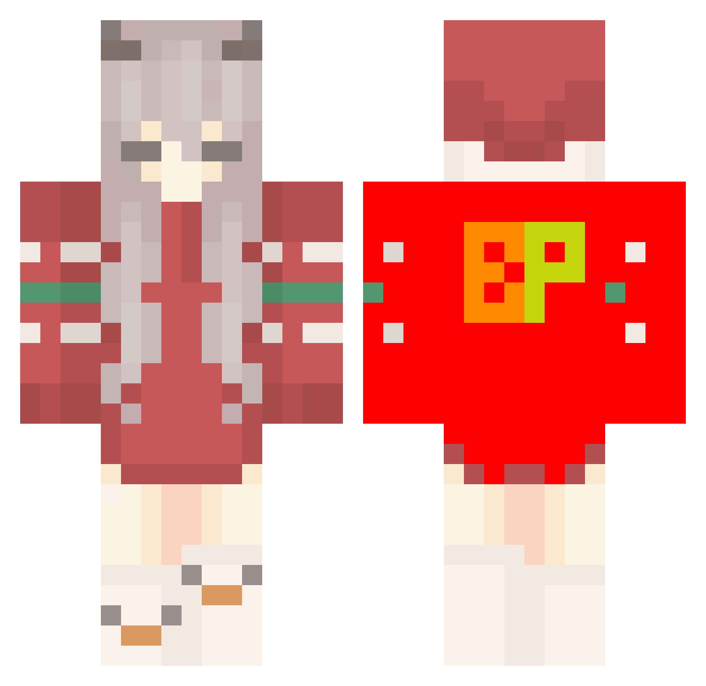 Szefiku Minecraft skin, front and back view