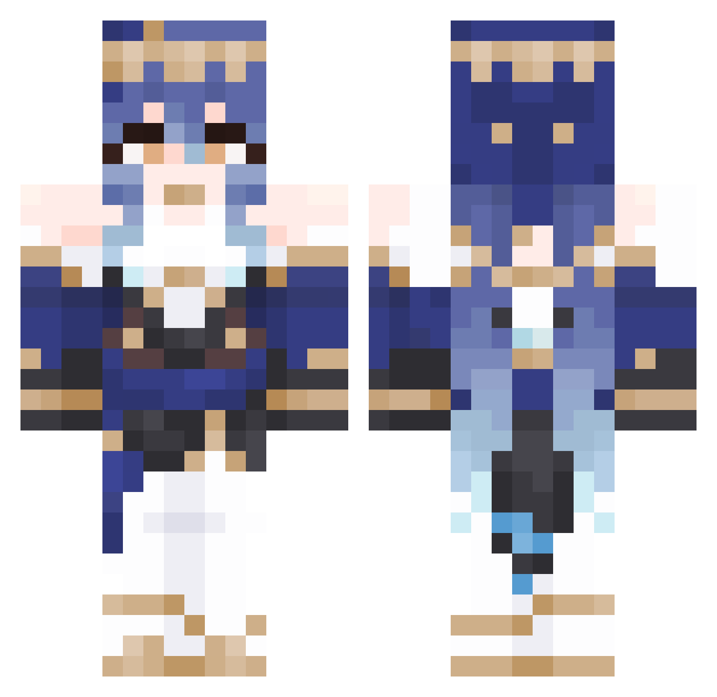 Plegg Minecraft skin, front and back view