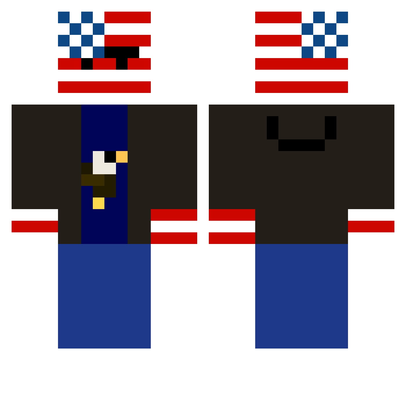 Jeeves22 Minecraft skin, front and back view