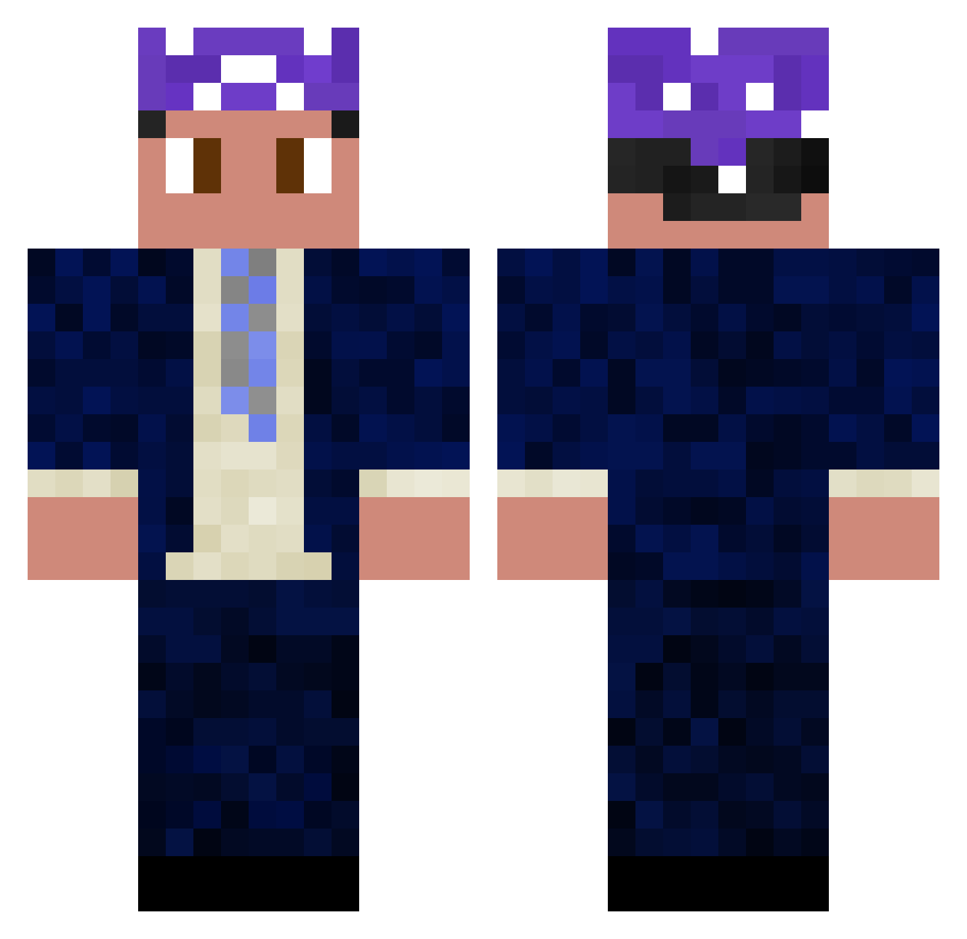 fiQmeister Minecraft skin, front and back view
