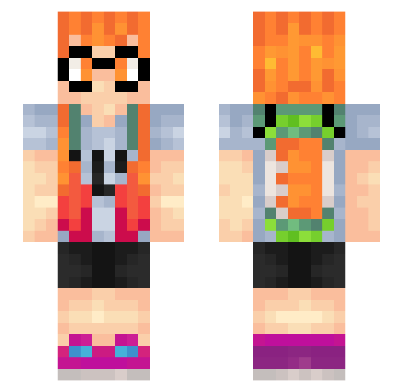 Pantericus Minecraft skin, front and back view