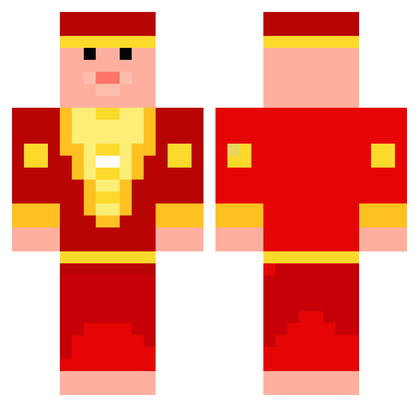 airboat Minecraft skin, front and back view
