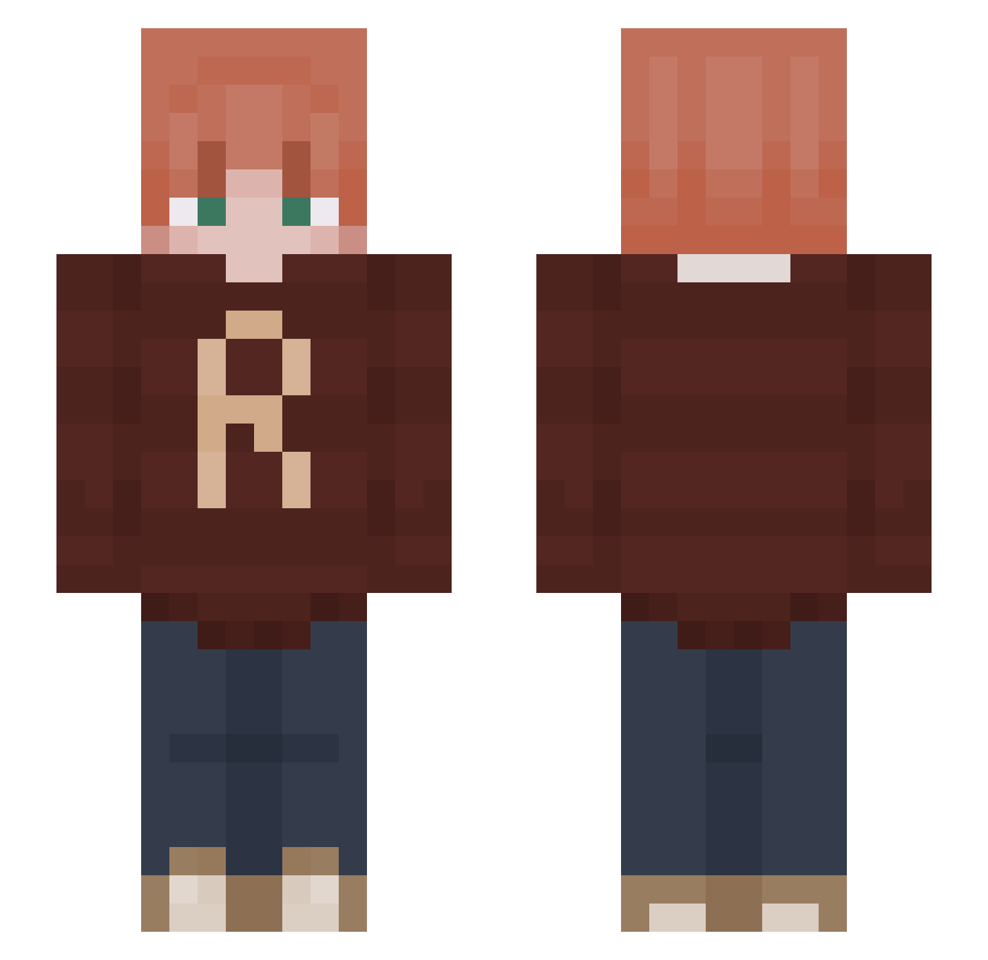 averish Minecraft skin, front and back view