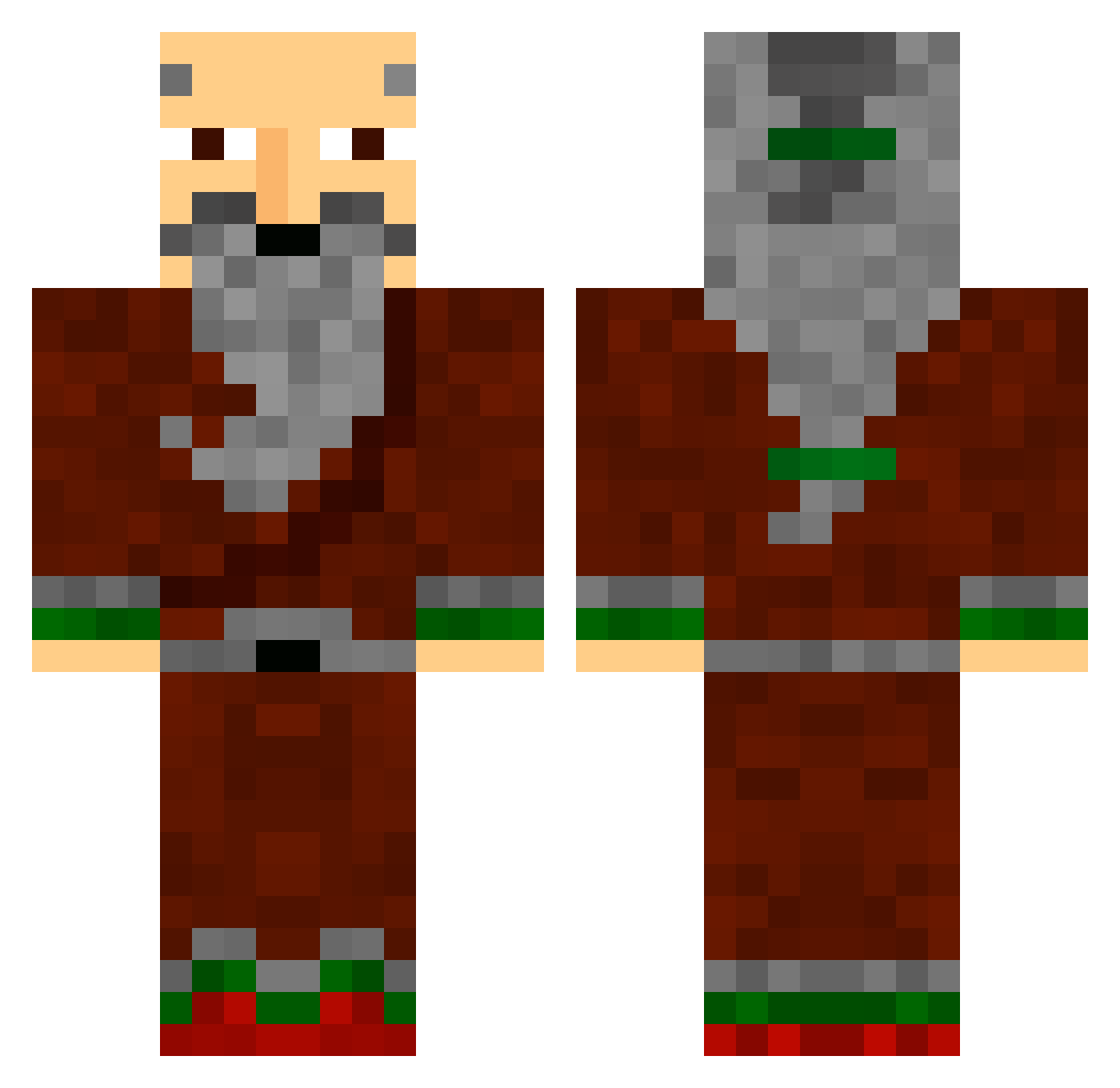 calchas Minecraft skin, front and back view