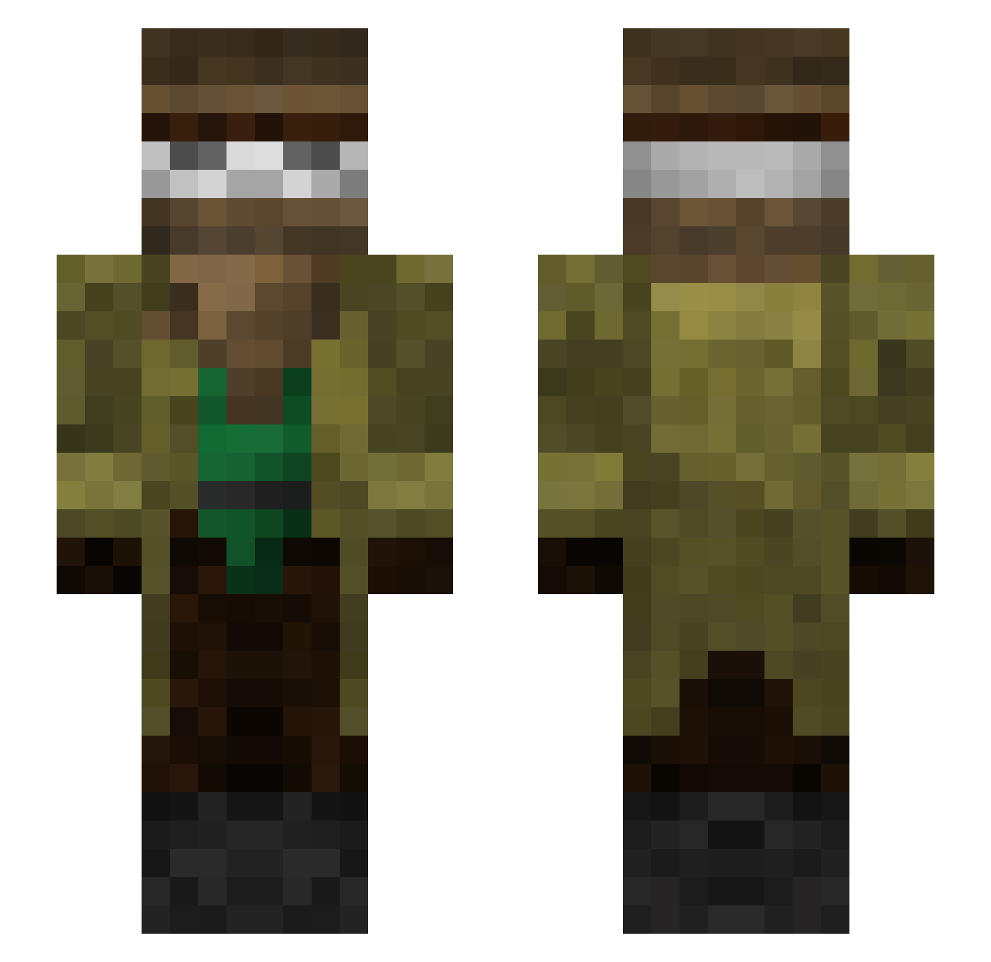 VikingSedentario Minecraft skin, front and back view