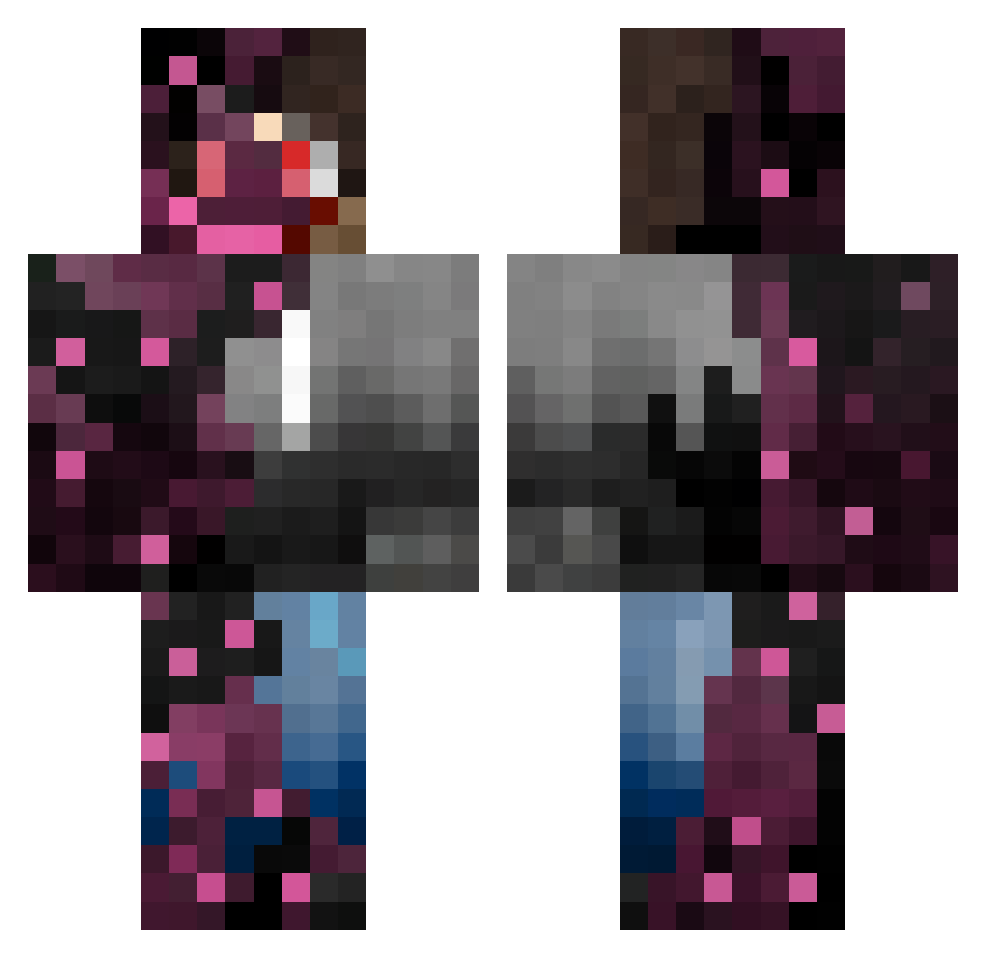 Linmakyu Minecraft skin, front and back view