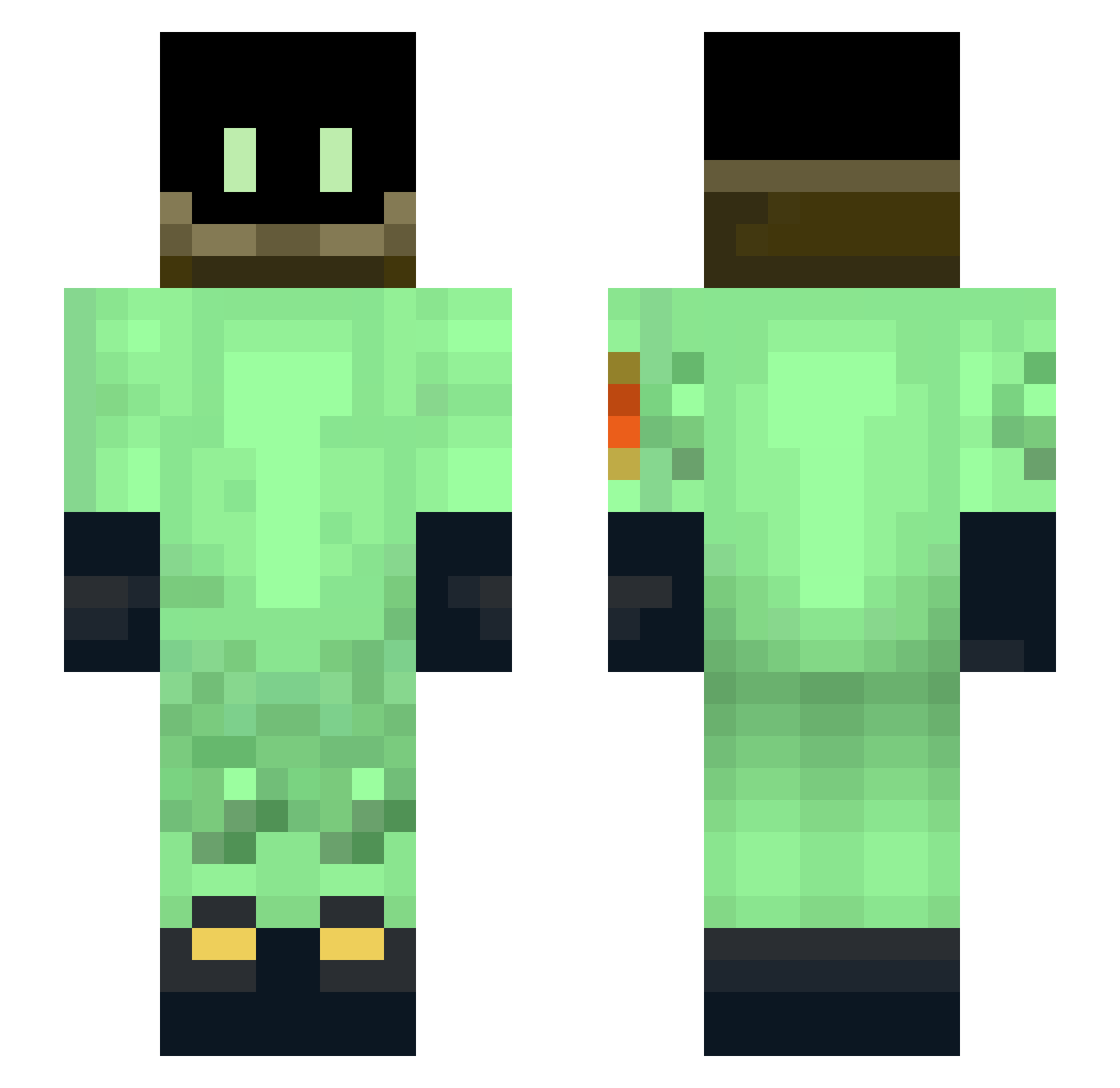 Goolfool Minecraft skin, front and back view