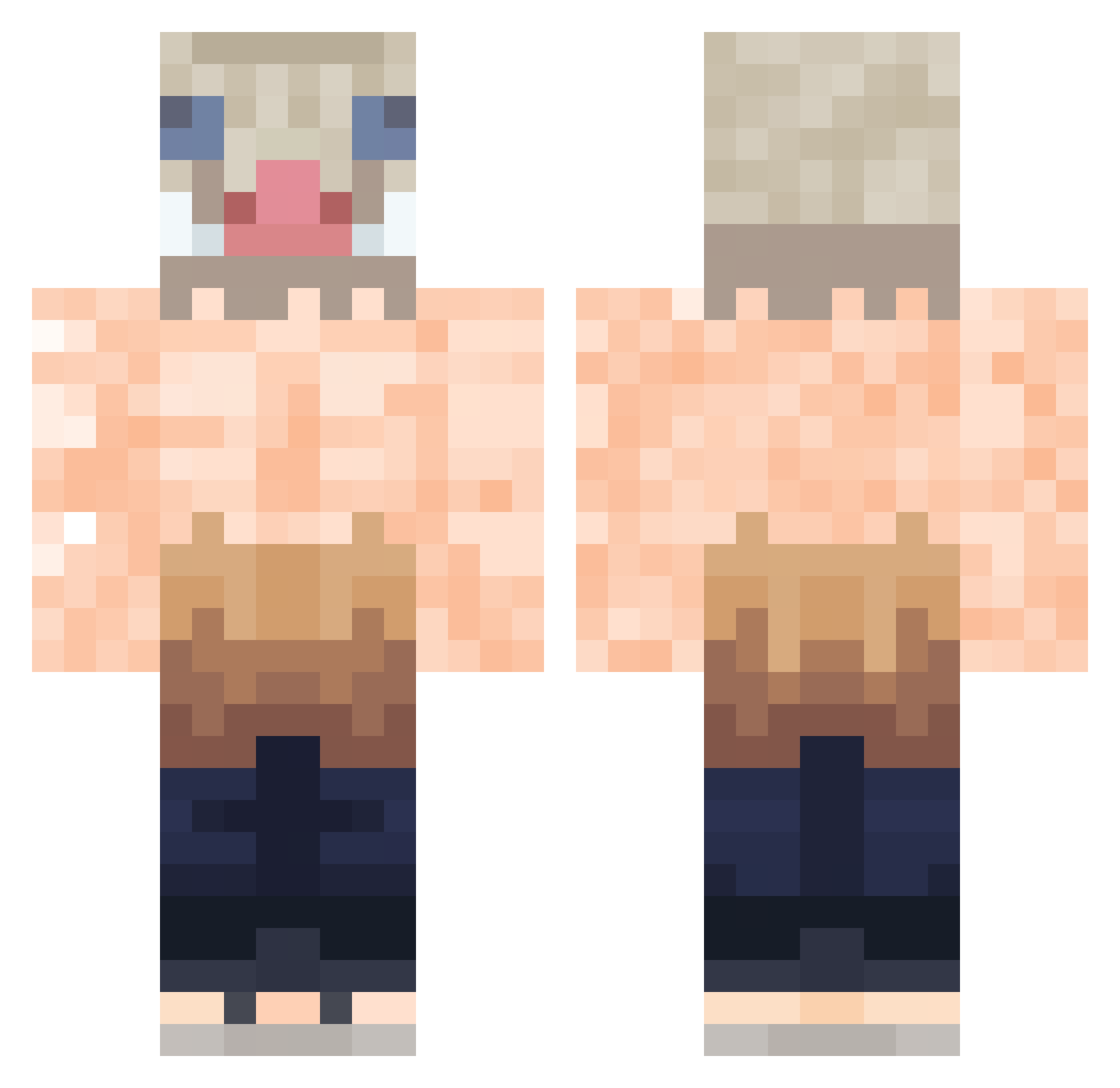 2_sleepy Minecraft skin, front and back view