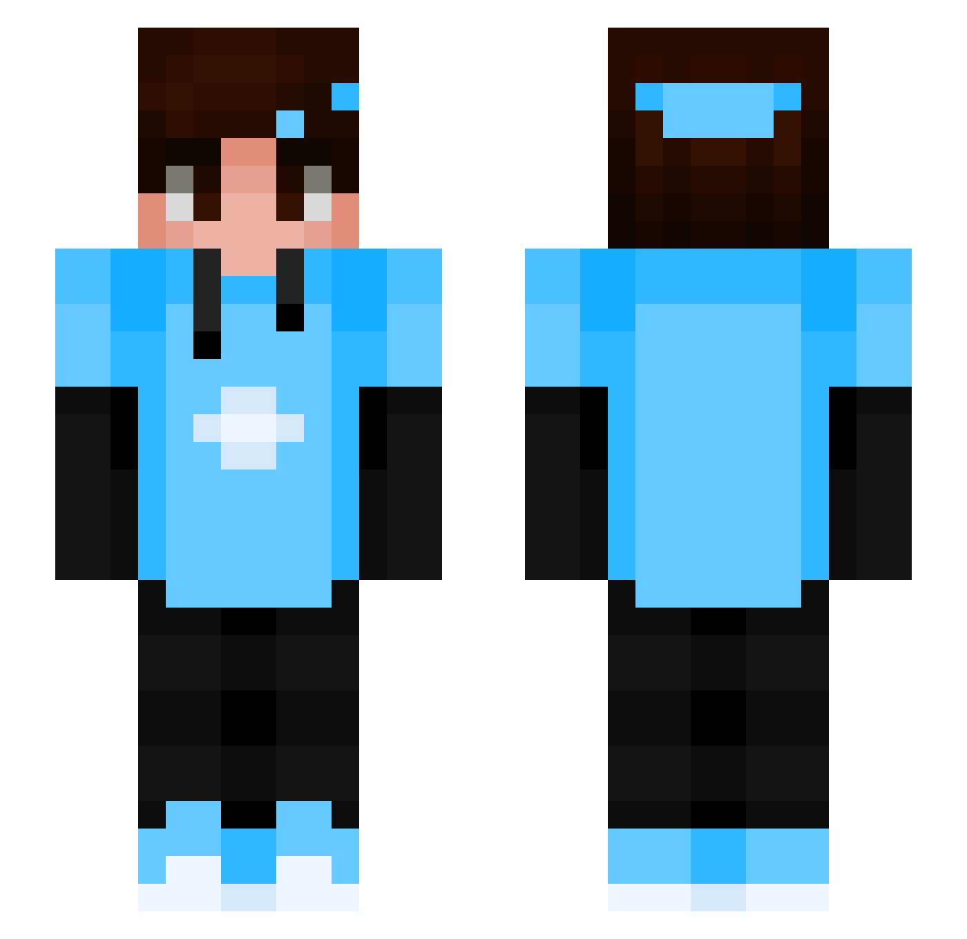 Gwend4l Minecraft skin, front and back view