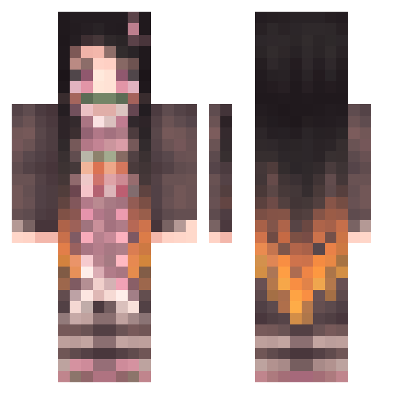 ClaraCatz Minecraft skin, front and back view
