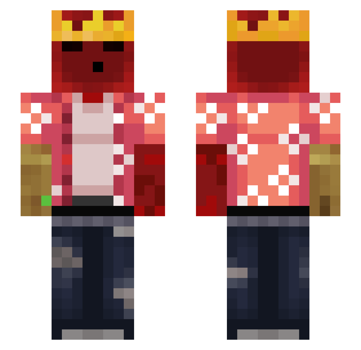 Tridra Minecraft skin, front and back view