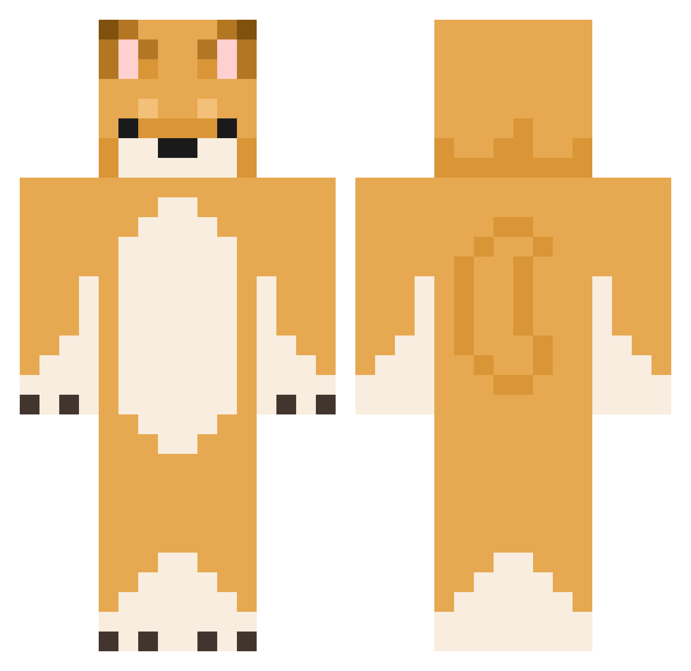 dnxiaobai Minecraft skin, front and back view