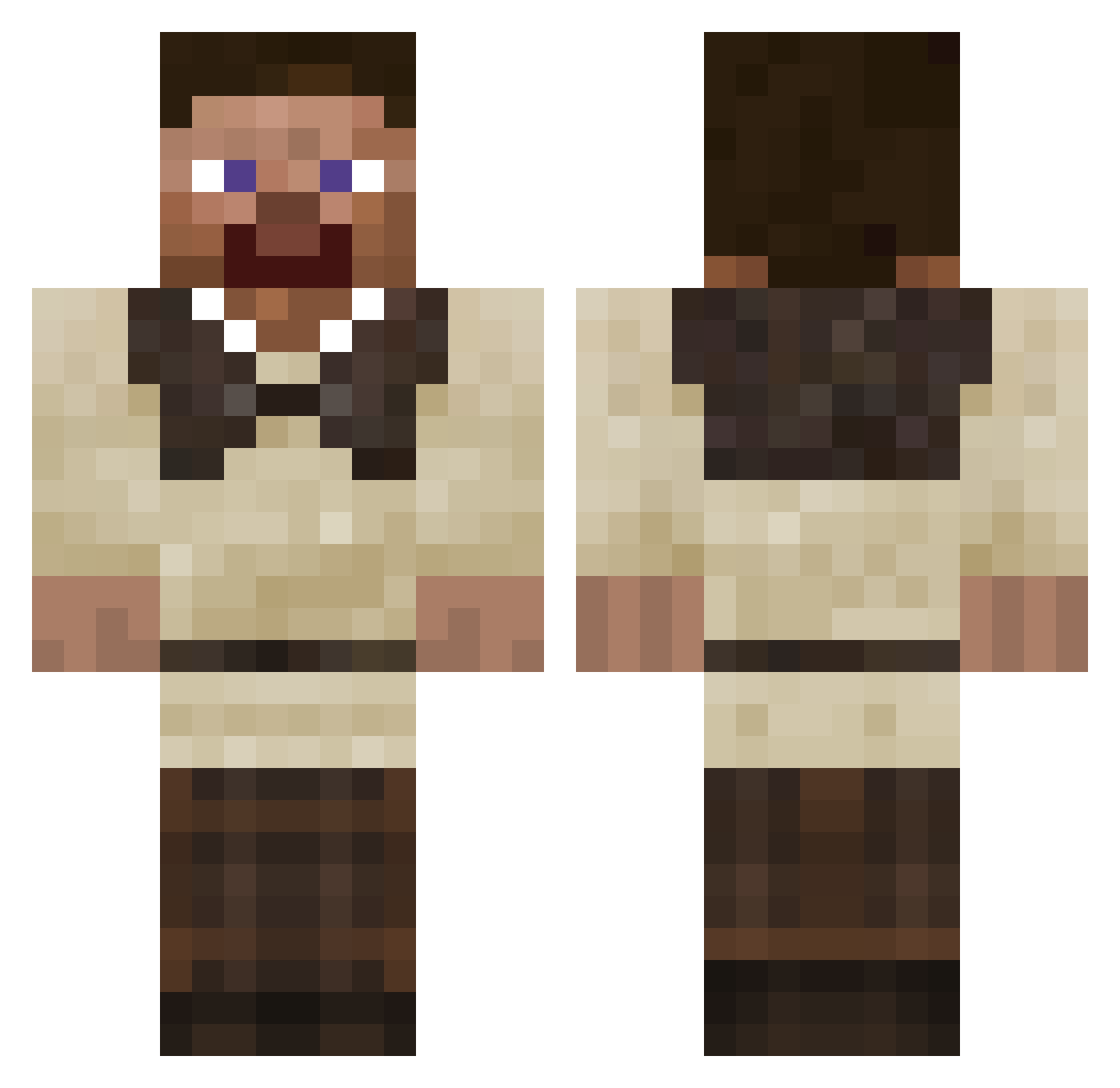hubeboce Minecraft skin, front and back view