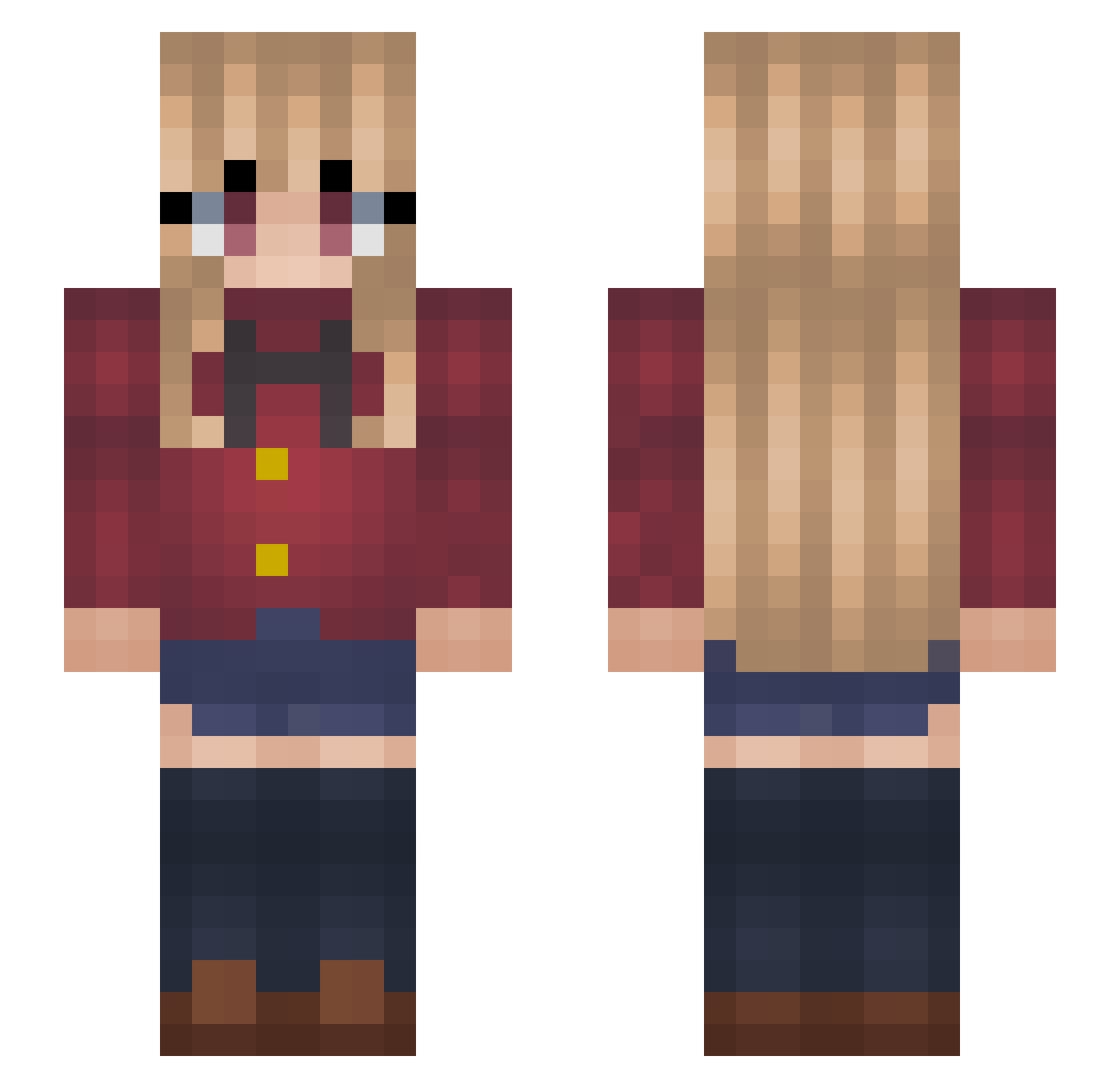 D3adCraft Minecraft skin, front and back view