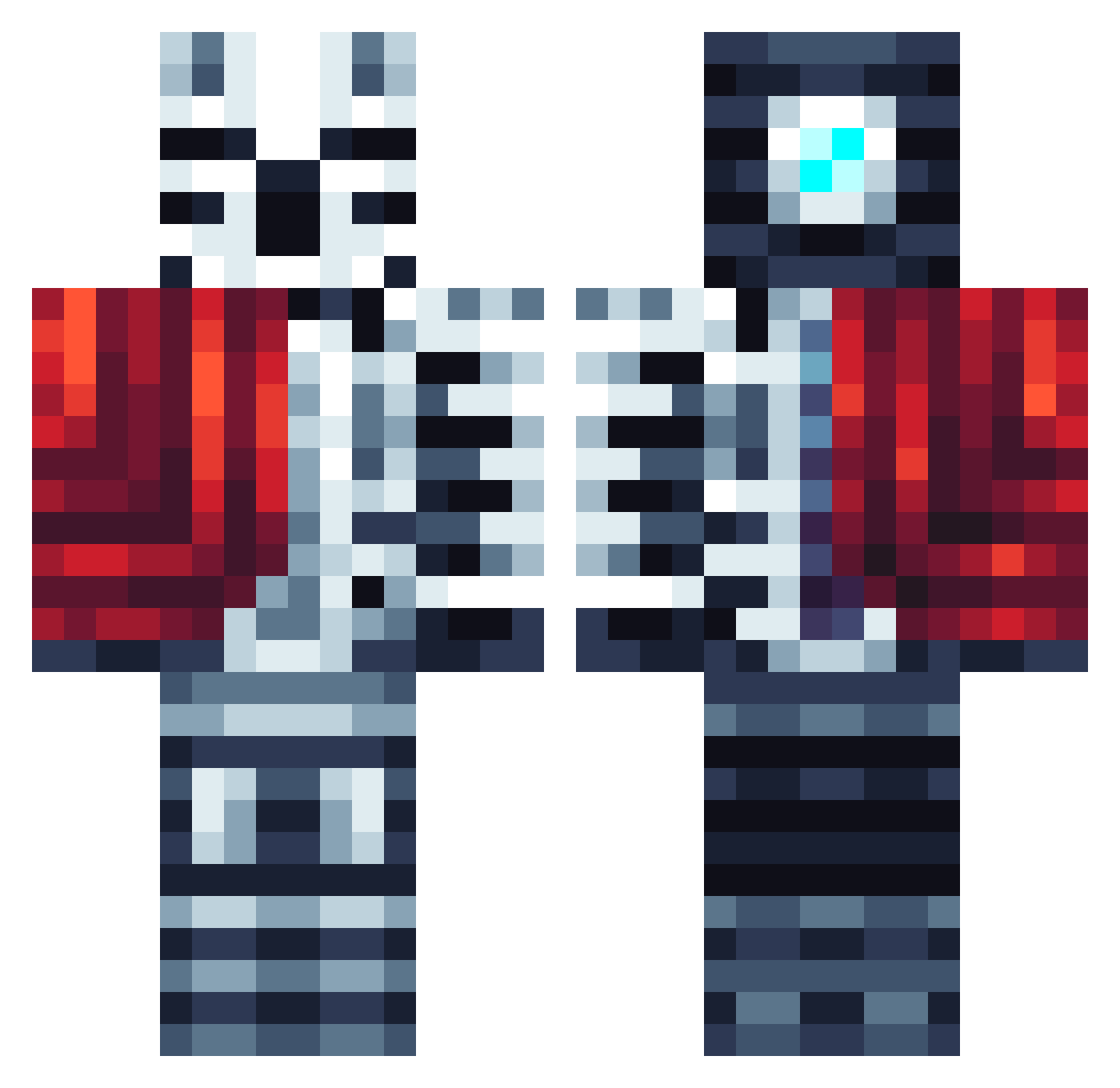 TinyWarHero Minecraft skin, front and back view