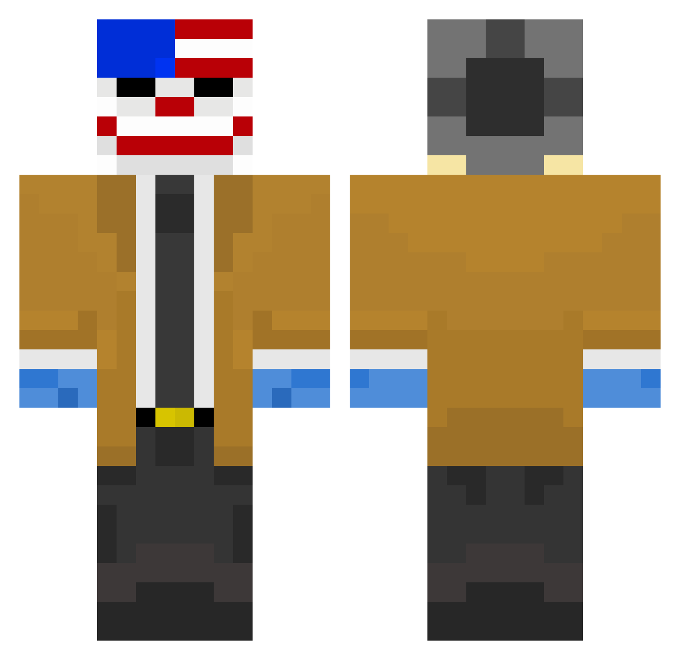 Gragnack Minecraft skin, front and back view