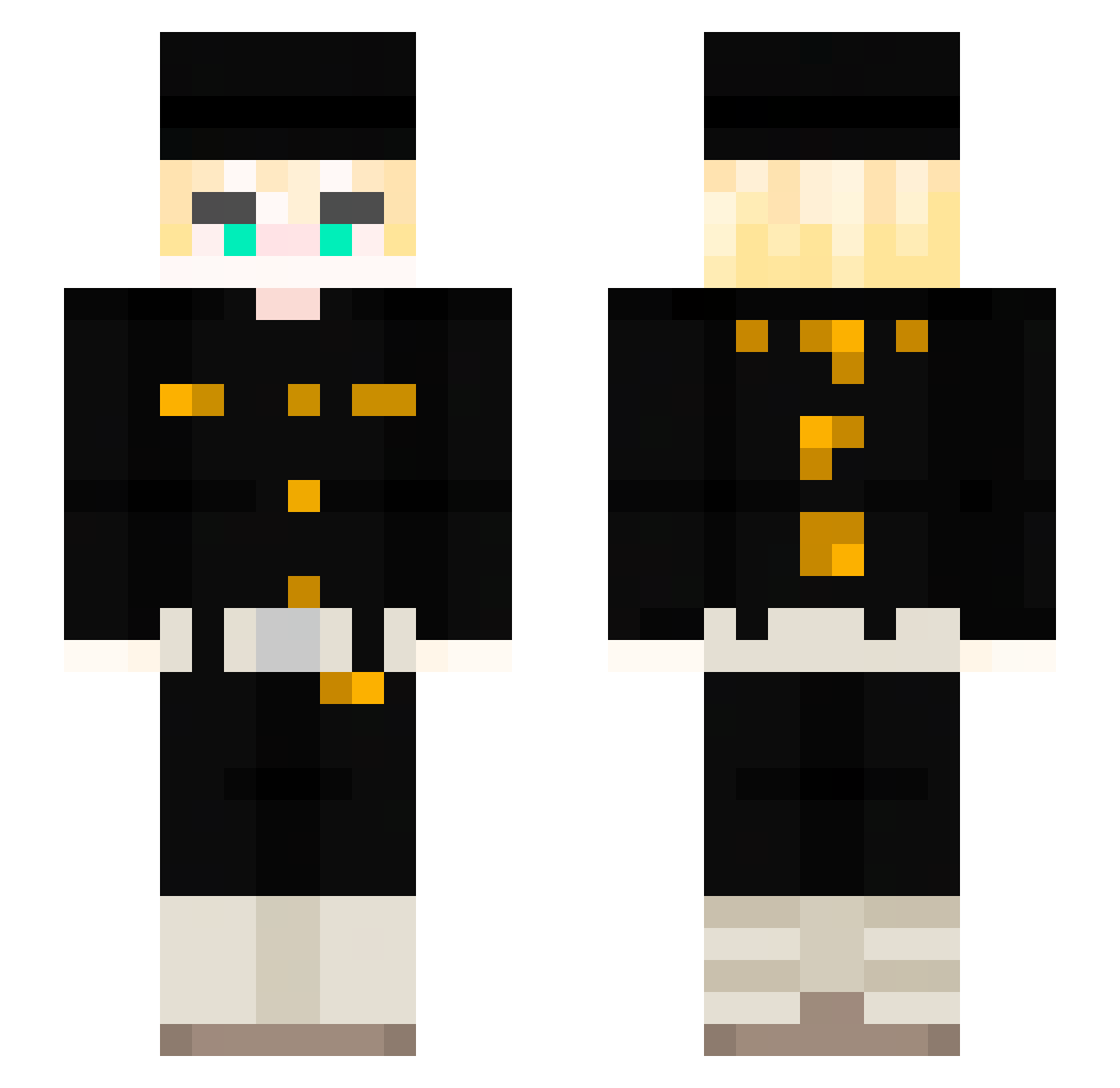 snowCARENTEkkj Minecraft skin, front and back view