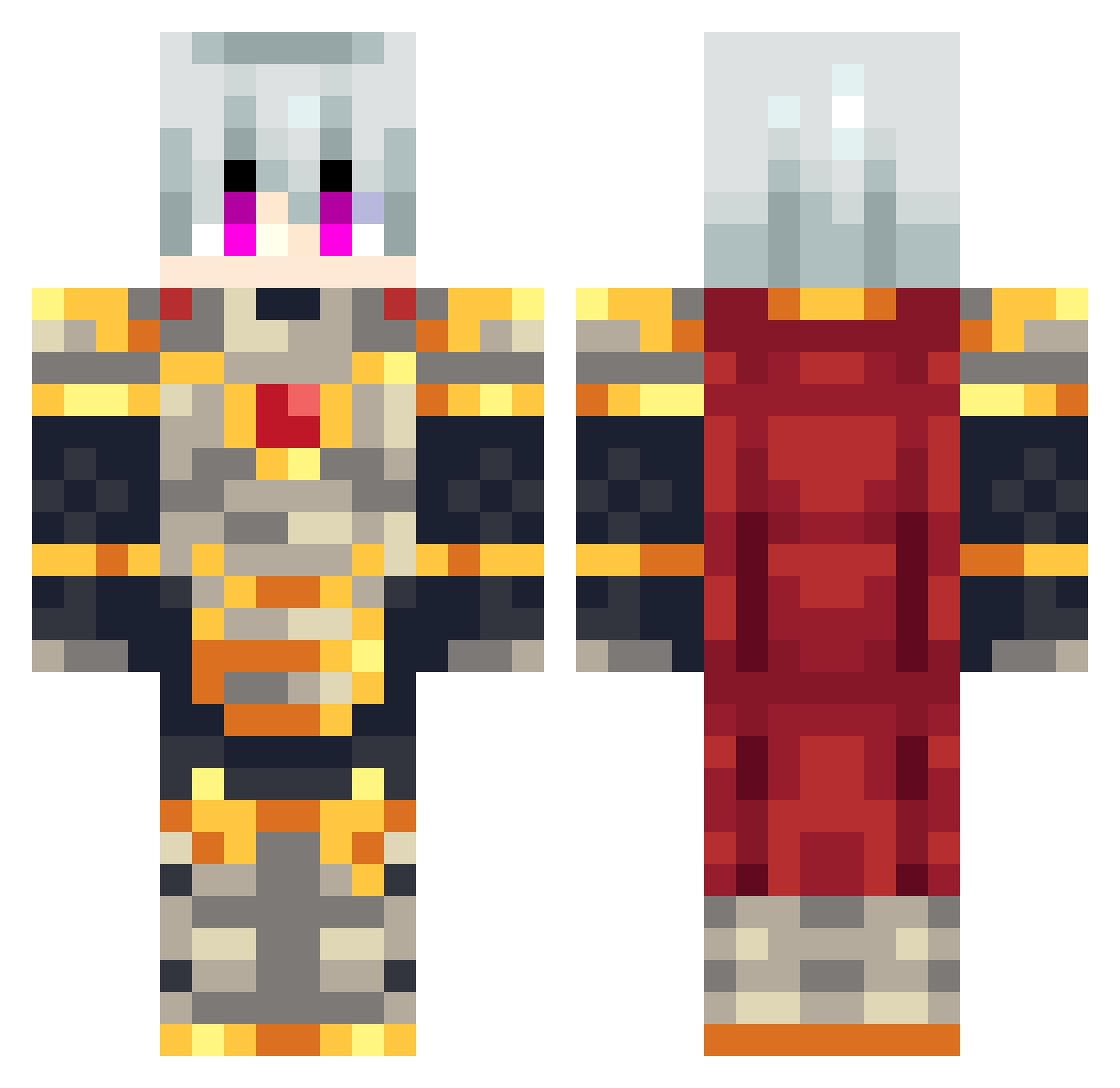 nathanaelasaurus Minecraft skin, front and back view