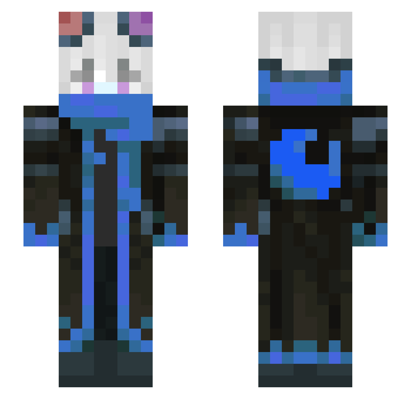 TheRealCrayfish Minecraft skin, front and back view