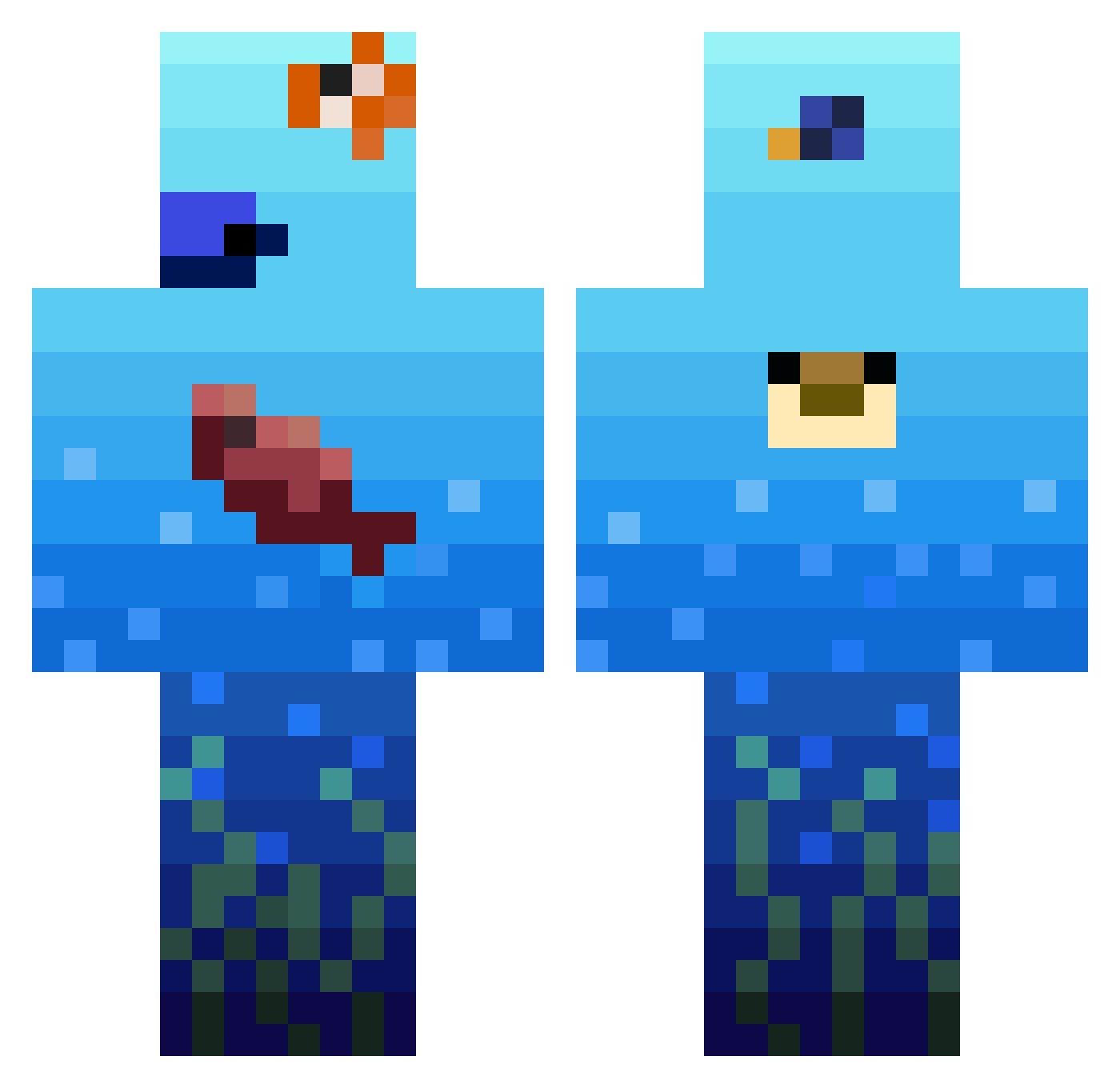 Minty002 Minecraft skin, front and back view