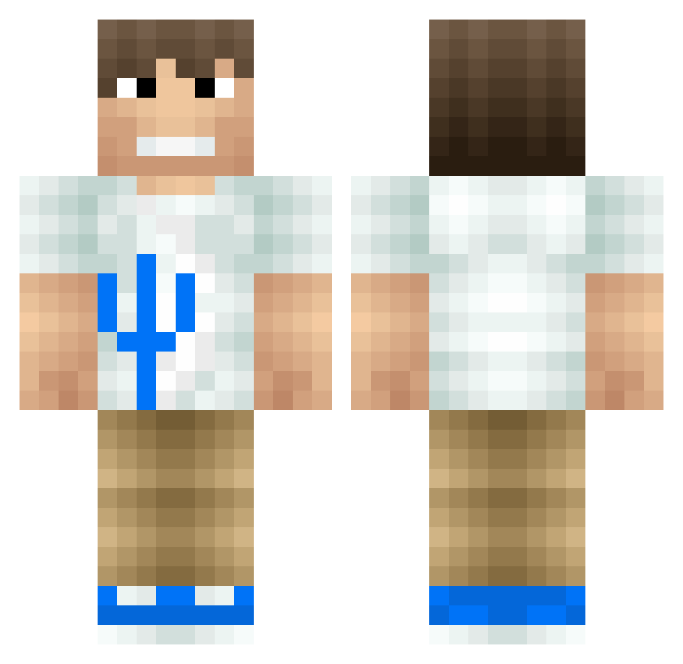 Trident Minecraft skin, front and back view
