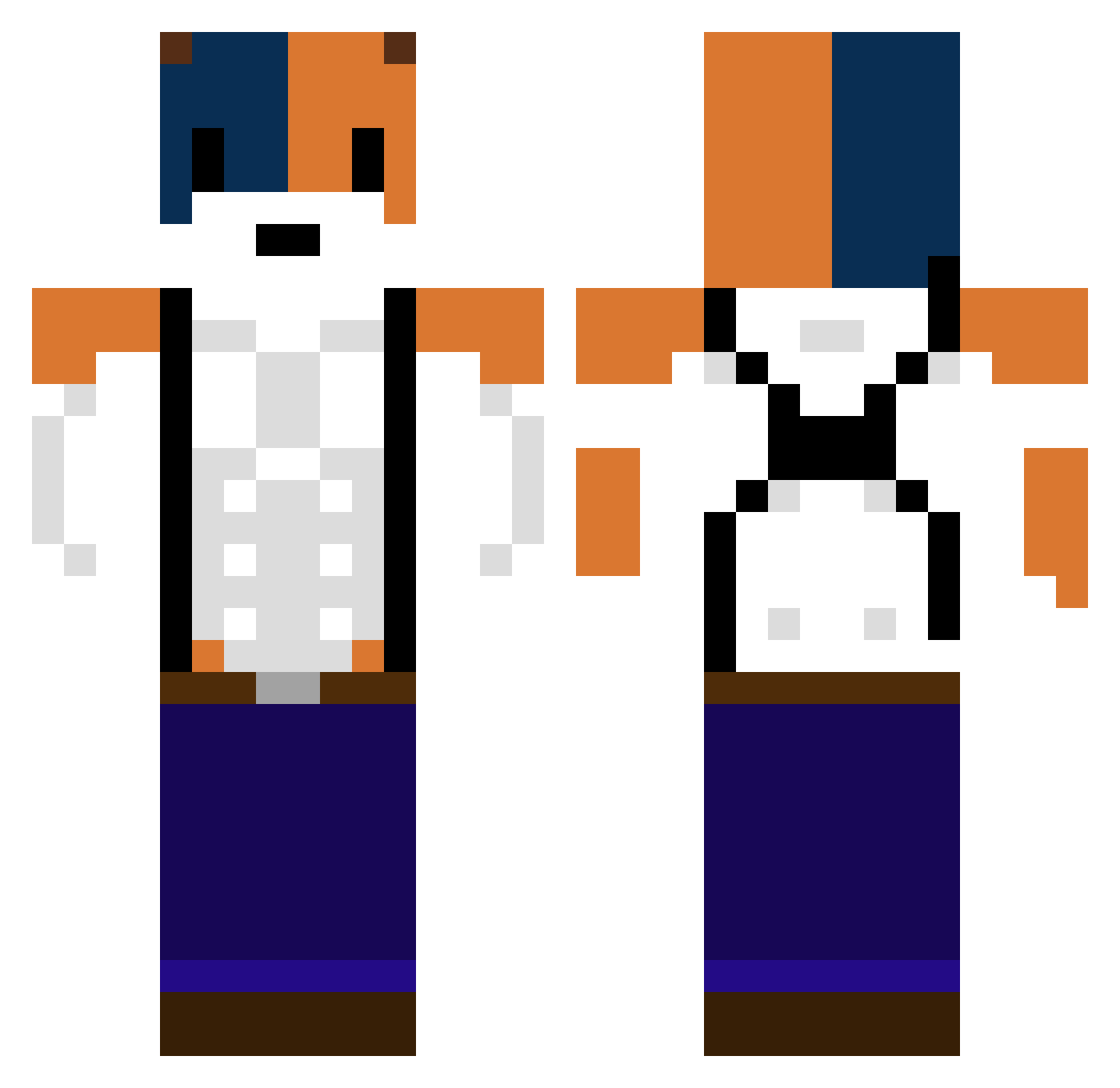 Mynx67 Minecraft skin, front and back view