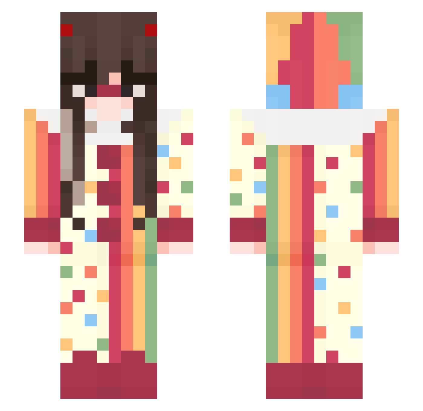 Yuukiuu666 Minecraft skin, front and back view