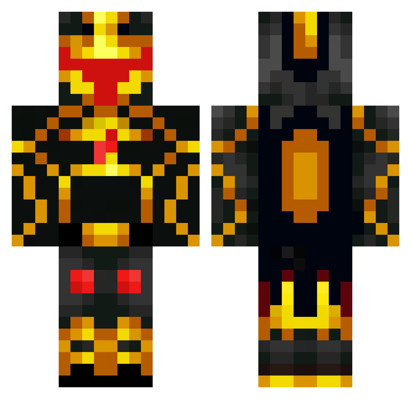 OneManMachine01 Minecraft skin, front and back view