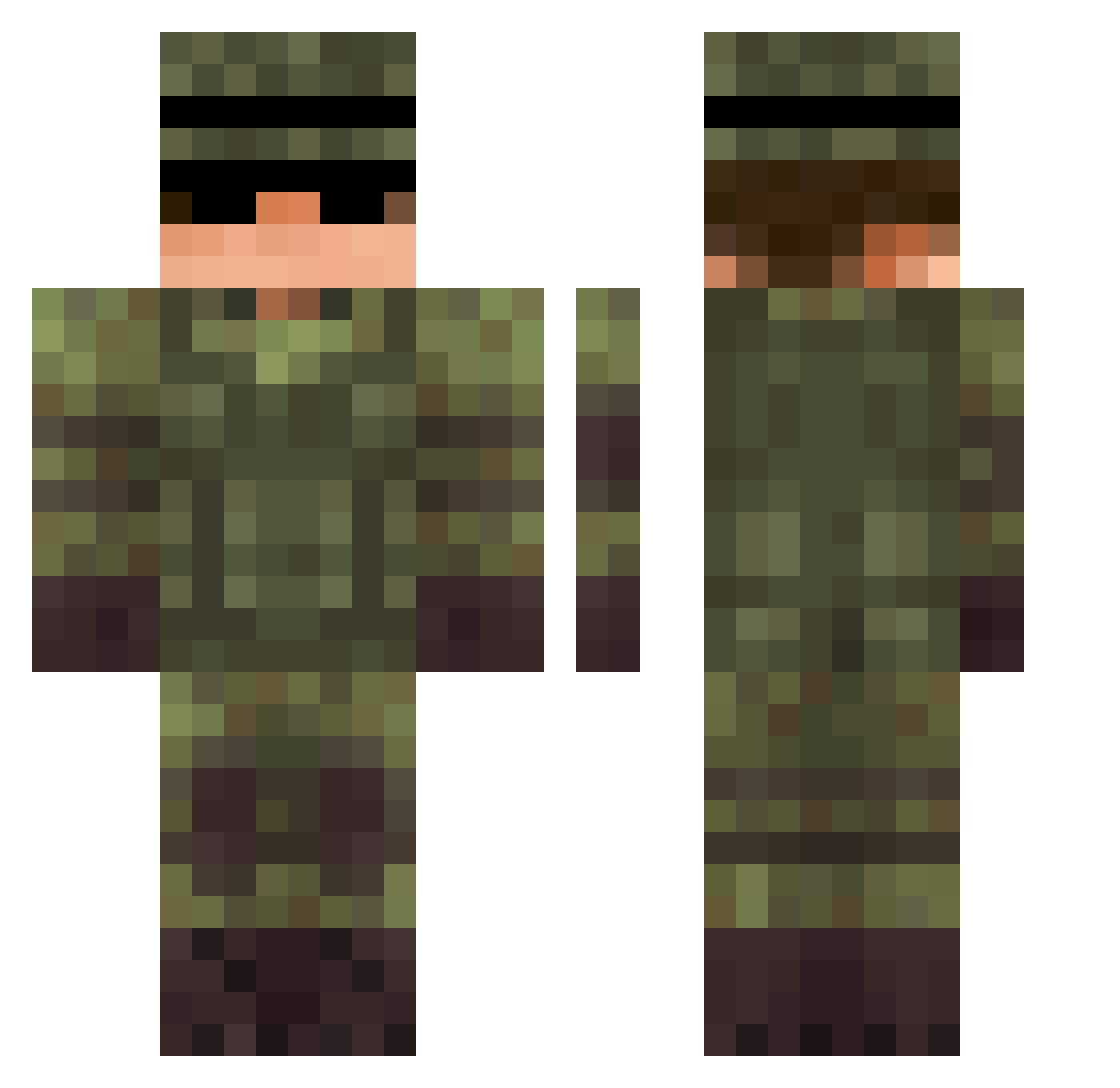 gassing Minecraft skin, front and back view
