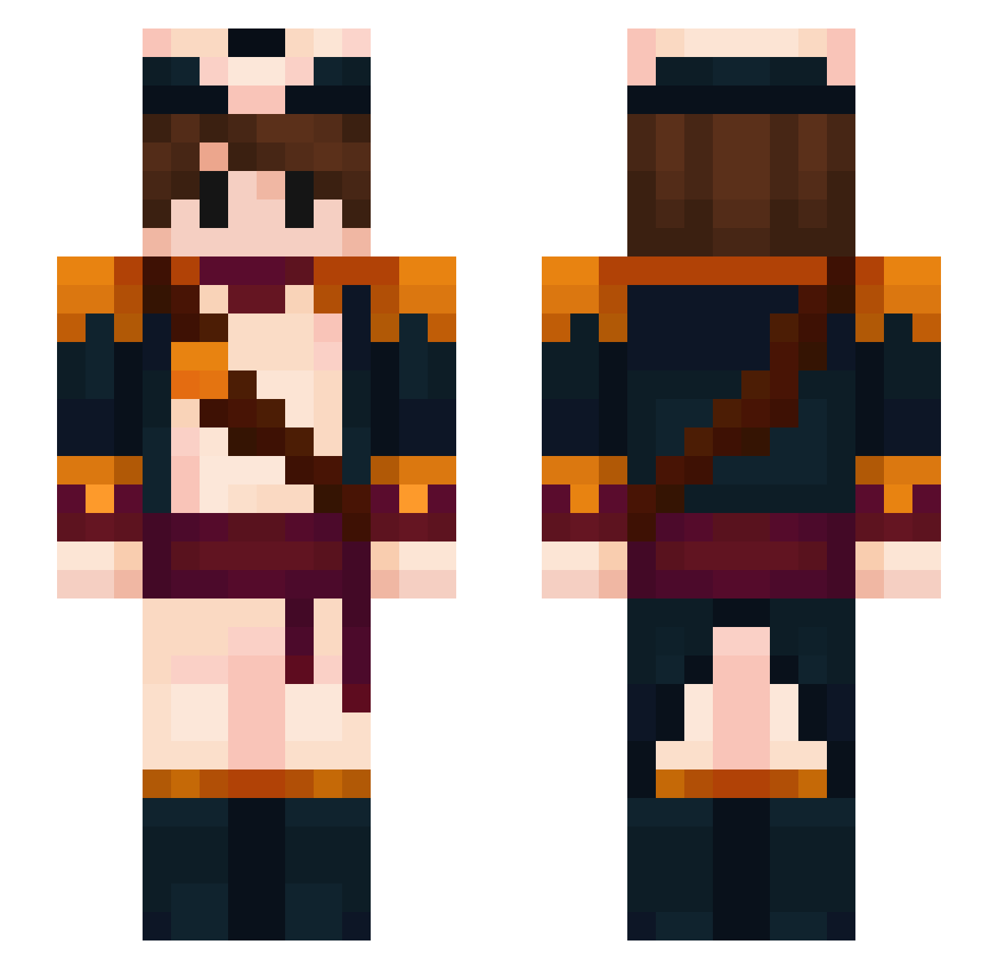 PizzaUntillDeath Minecraft skin, front and back view