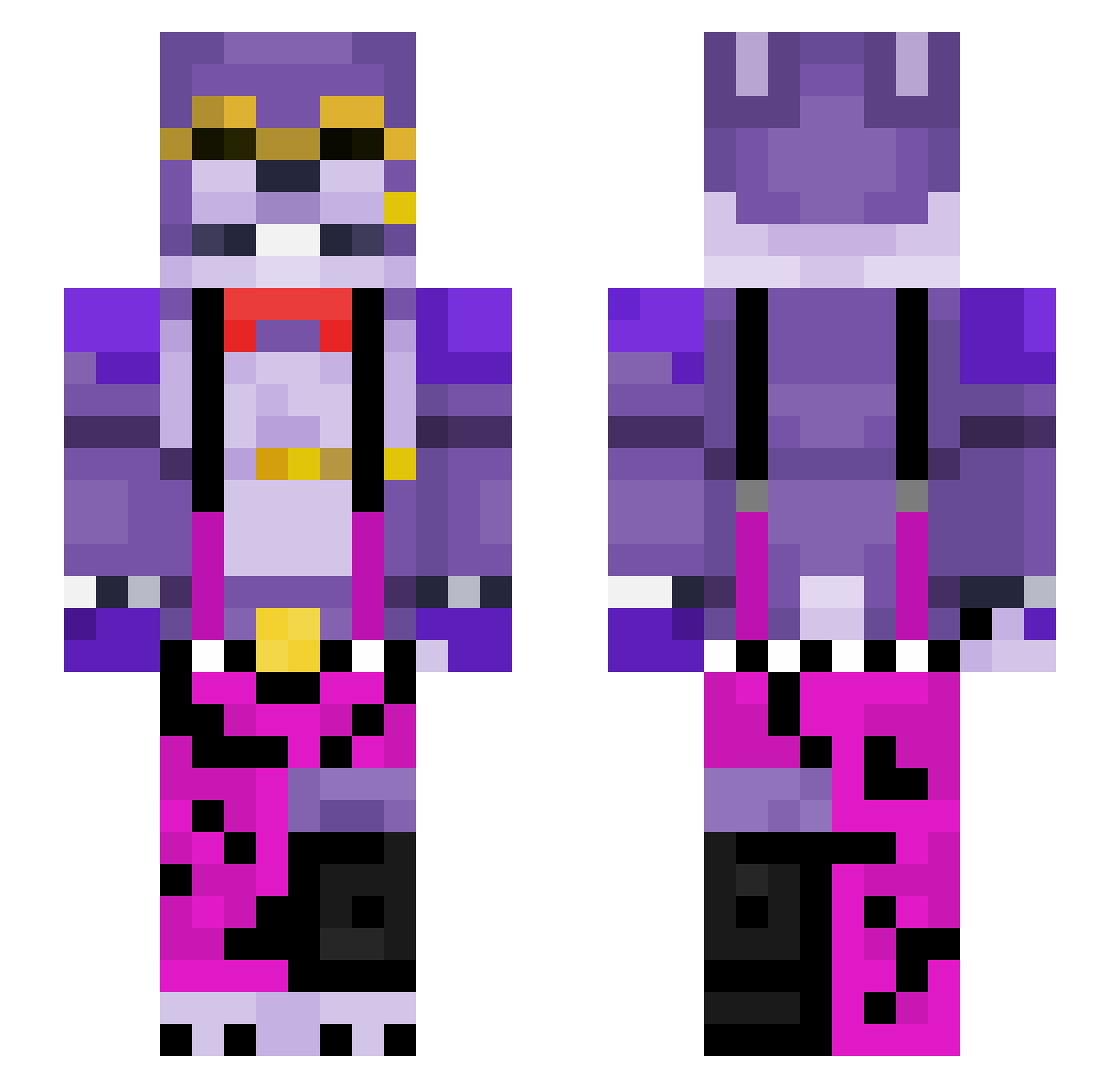 Moondrop2609 Minecraft skin, front and back view