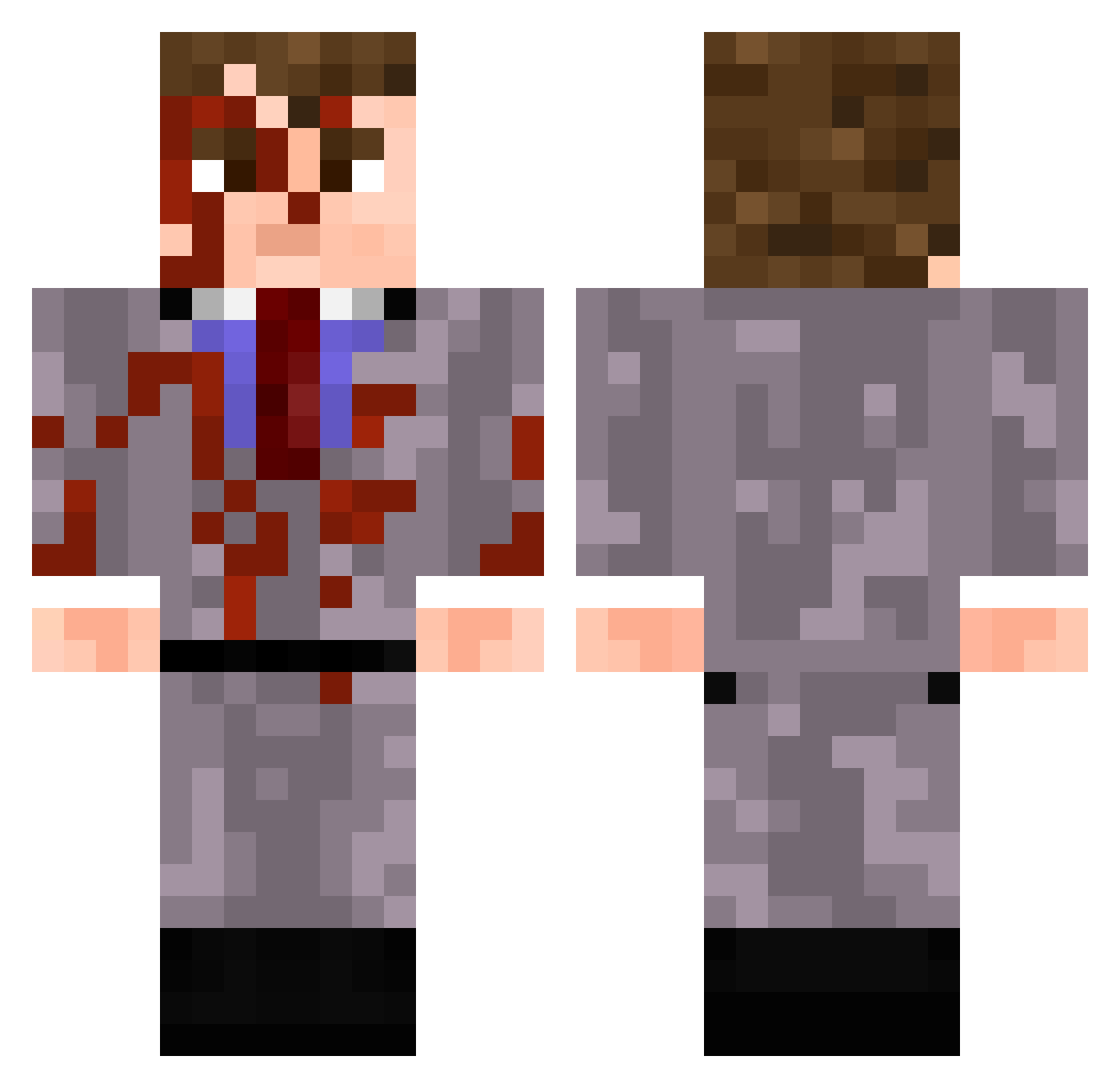Wastlyminded Minecraft skin, front and back view