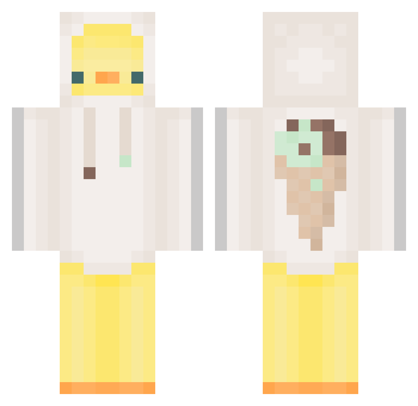 Hush32 Minecraft skin, front and back view