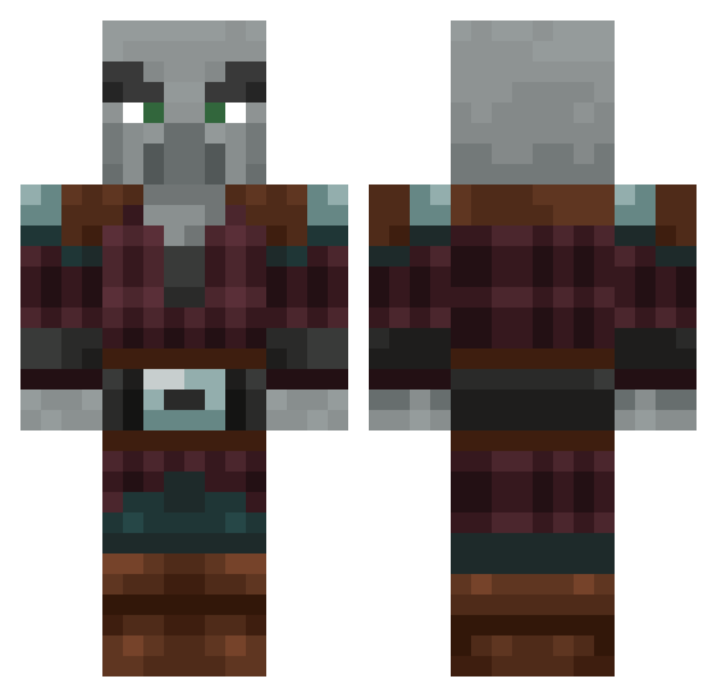 ArchPlayer Minecraft skin, front and back view