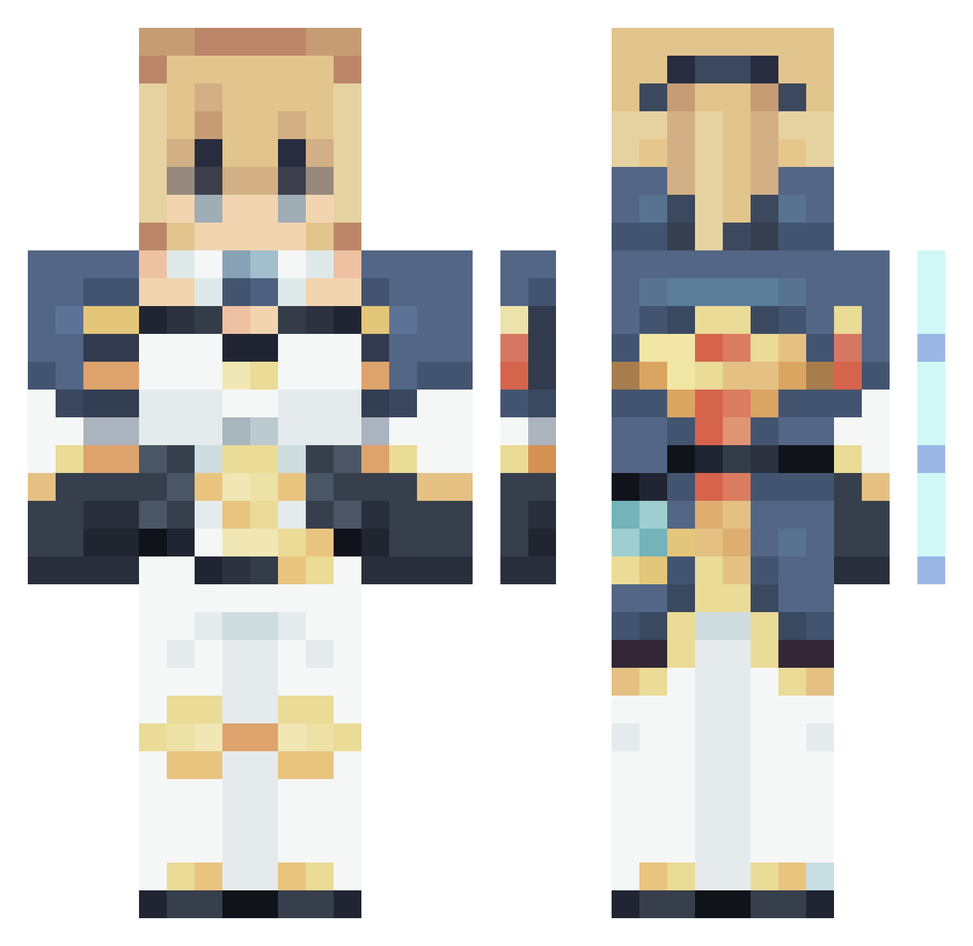BlazeMikuu Minecraft skin, front and back view