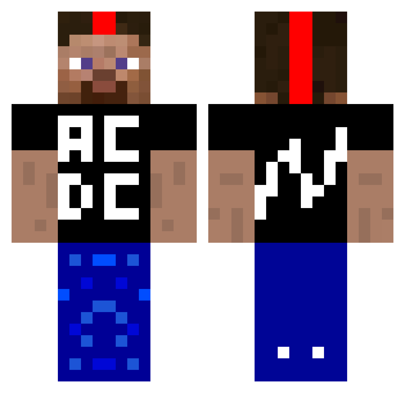 thoughtlessly Minecraft skin, front and back view