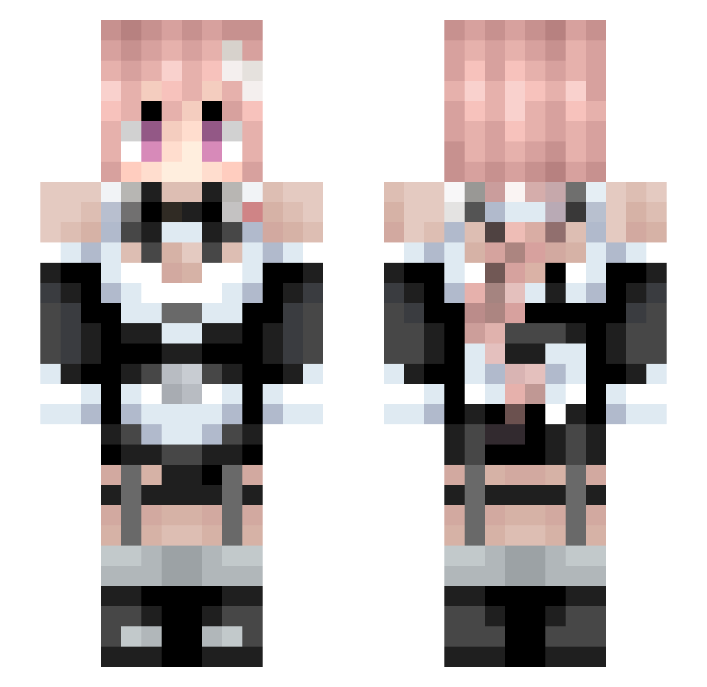 PE5KIE Minecraft skin, front and back view