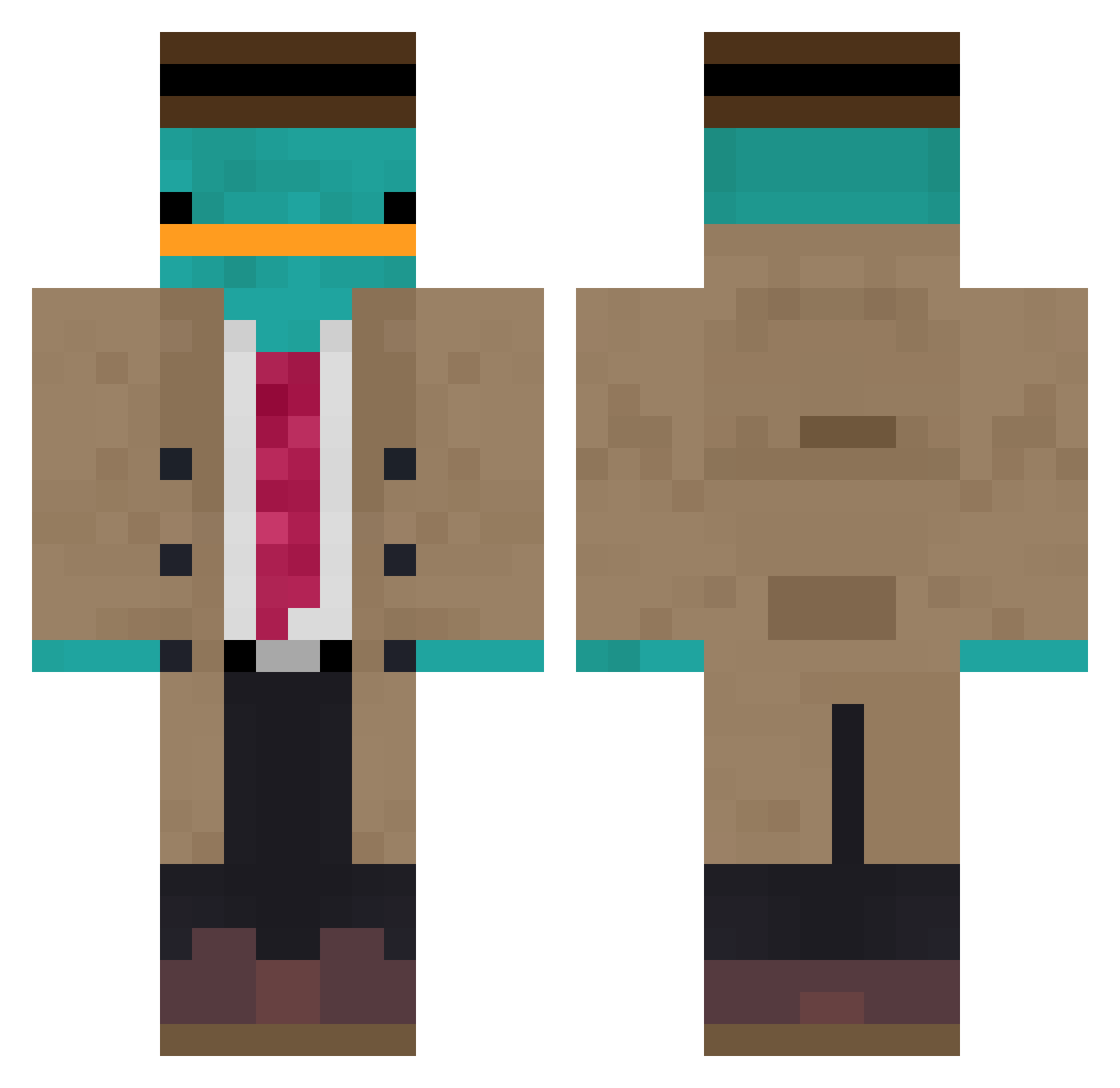 moxfugger Minecraft skin, front and back view