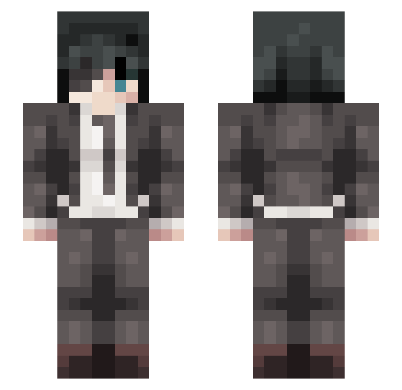 M0US33Y Minecraft skin, front and back view