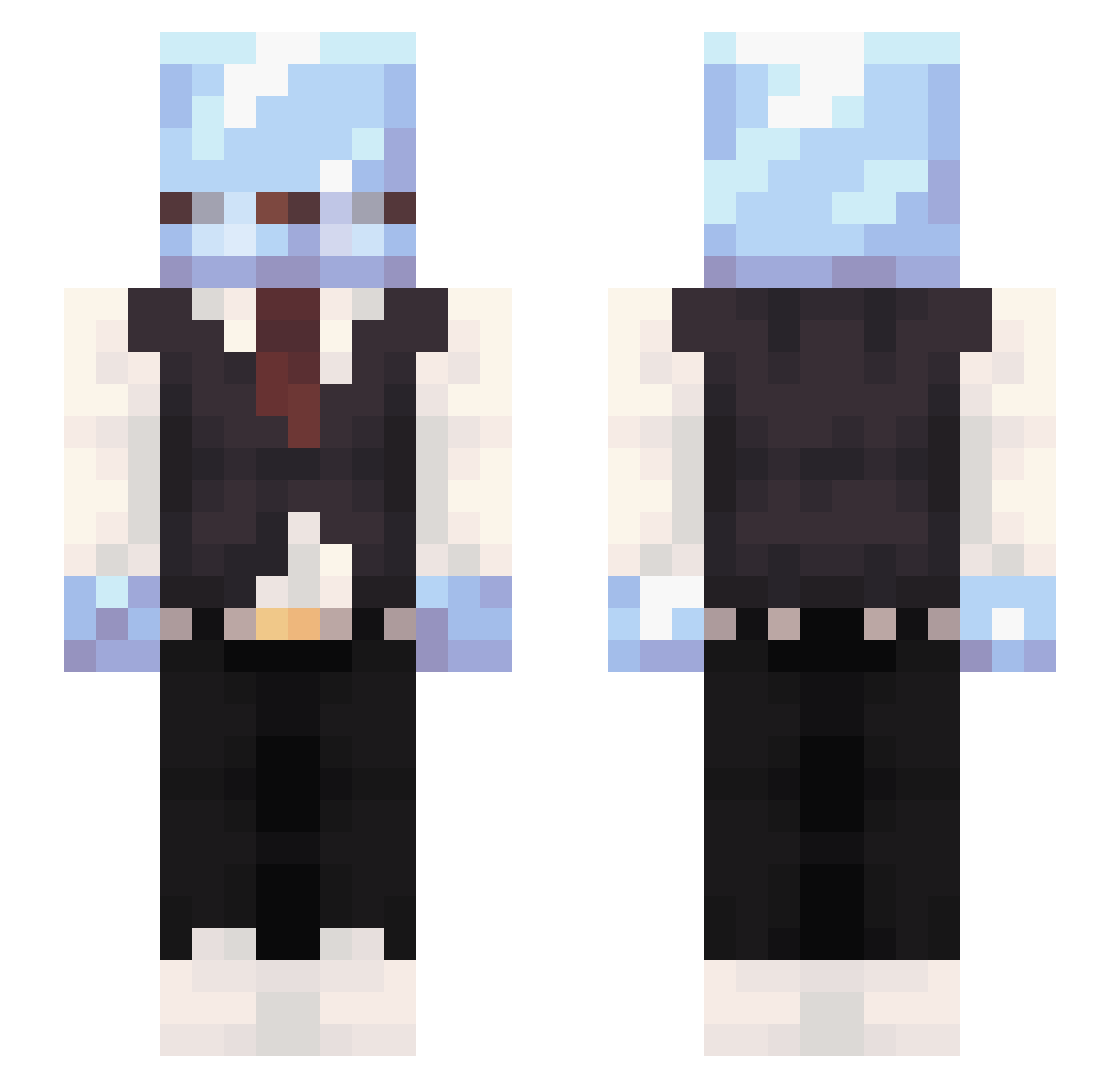 FrostHuhn Minecraft skin, front and back view