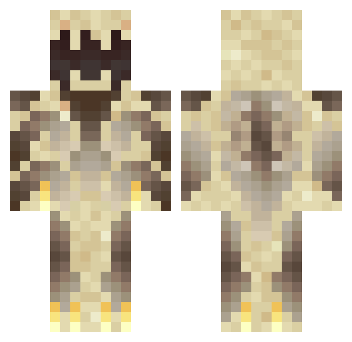 XCrxss Minecraft skin, front and back view