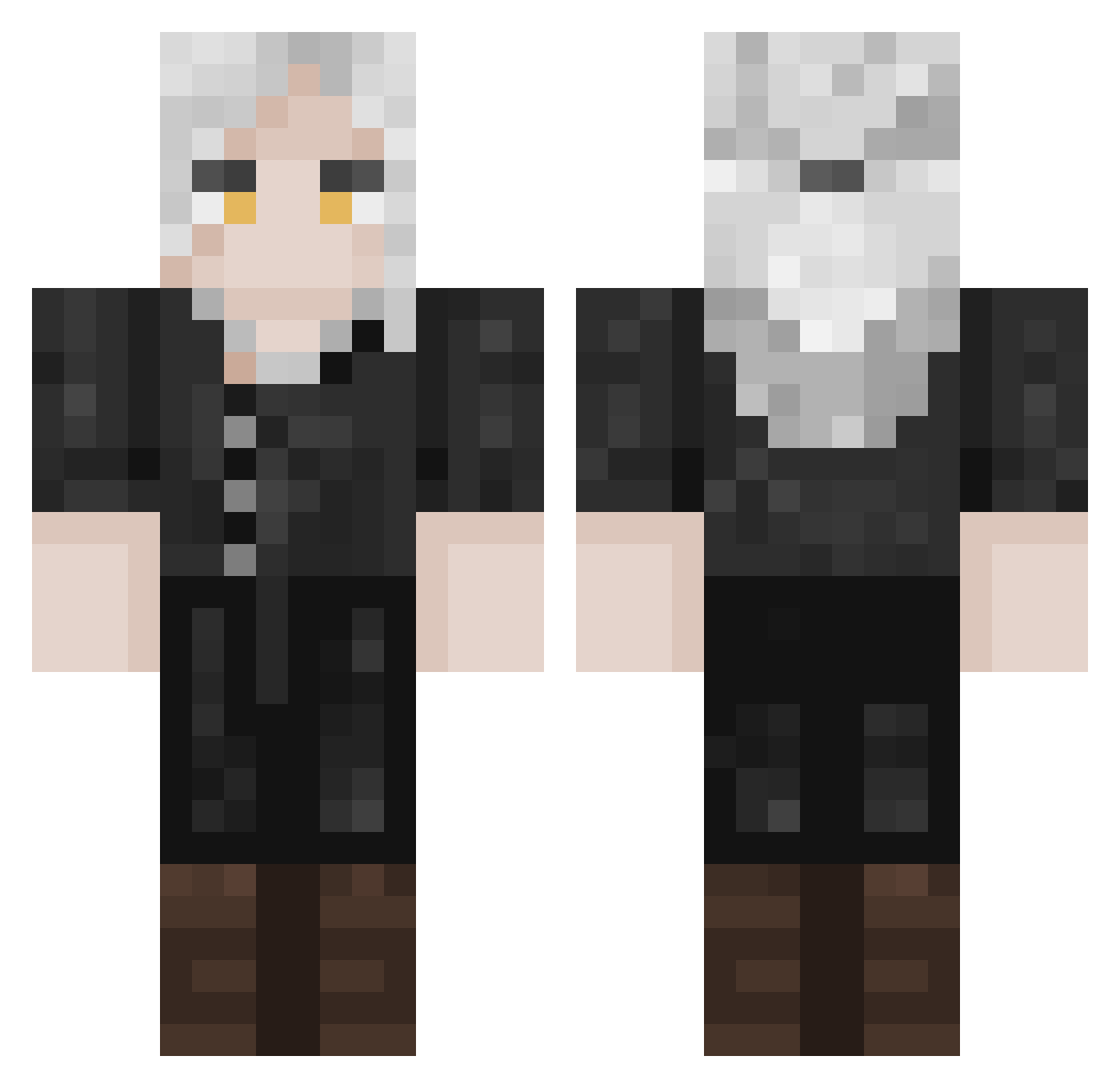 Holzgolem Minecraft skin, front and back view