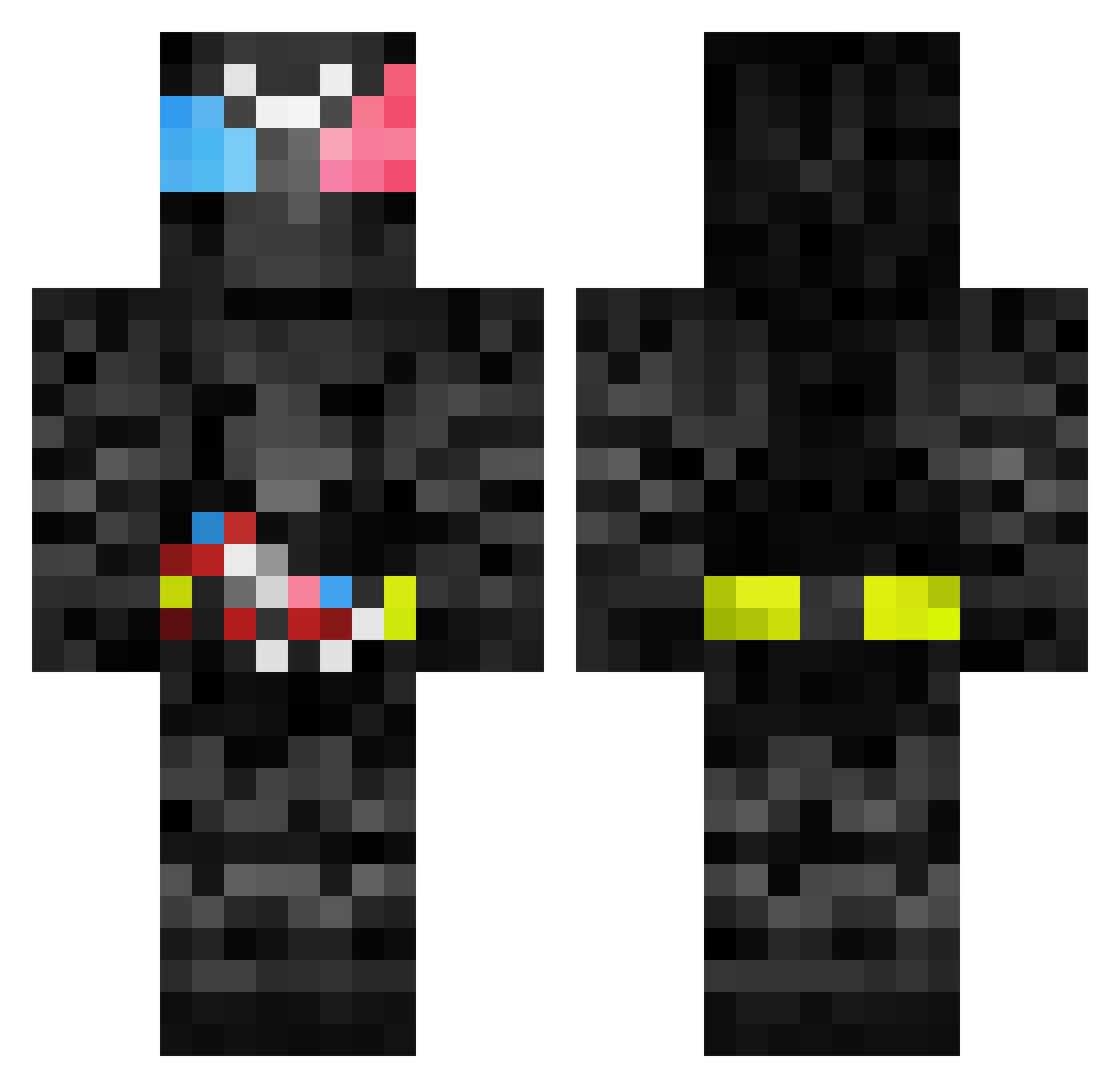 Not_Rider Minecraft skin, front and back view