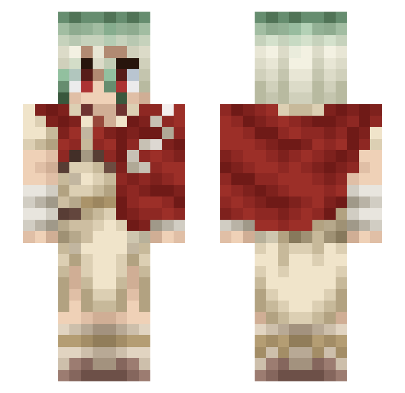 Mokliff Minecraft skin, front and back view