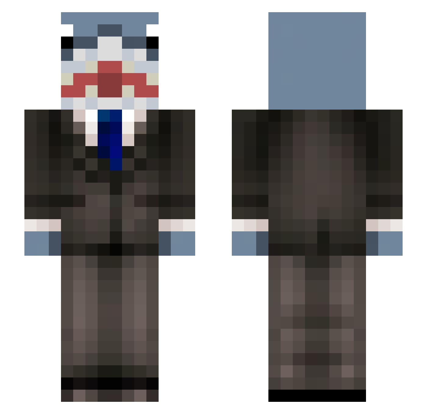 Popermole Minecraft skin, front and back view