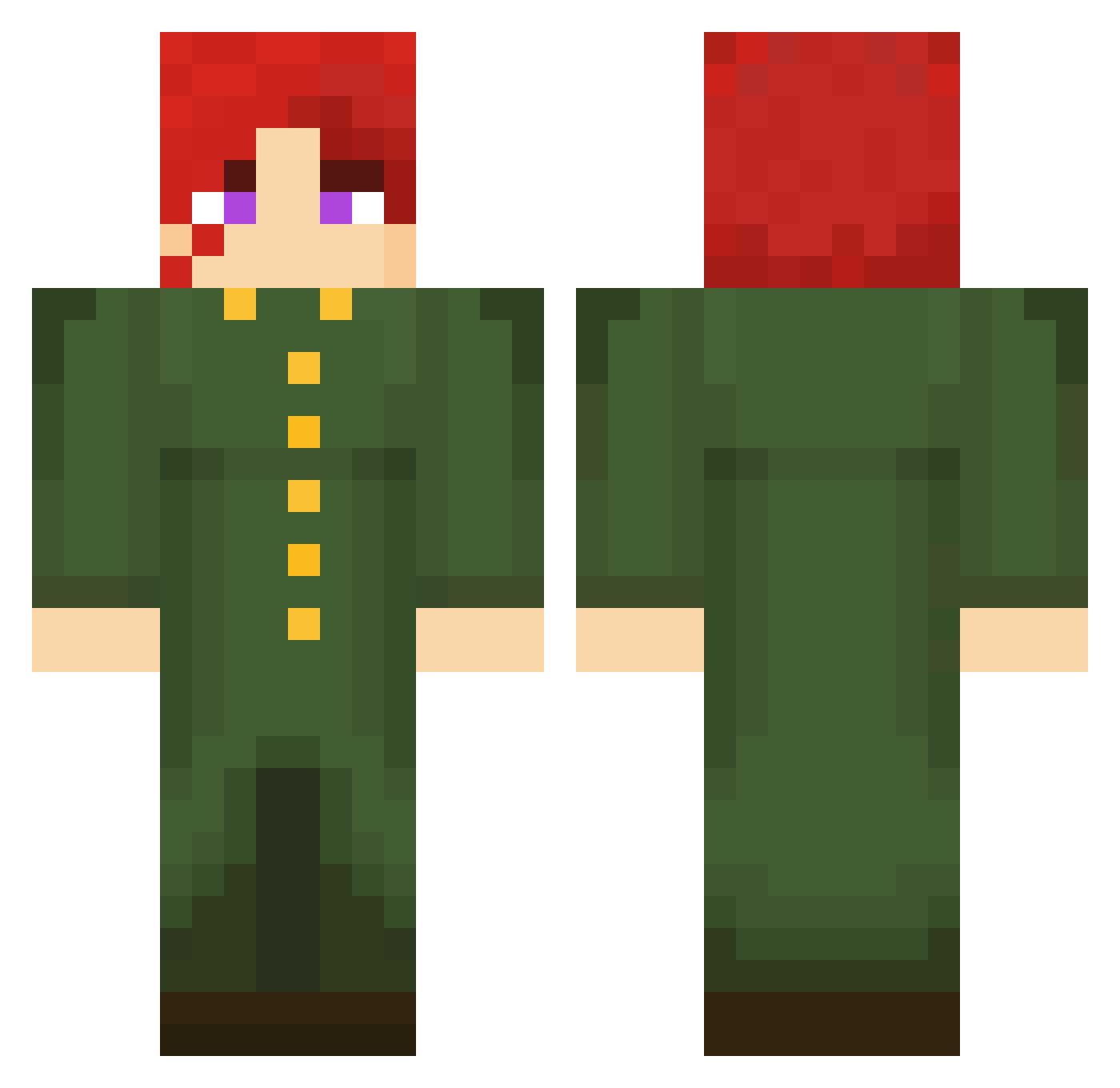 MonkeyBug28 Minecraft skin, front and back view