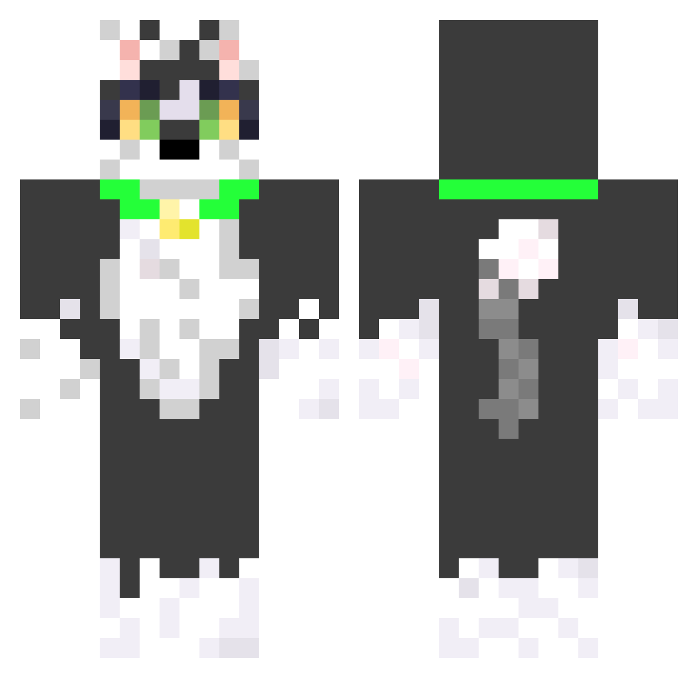 MavixYT Minecraft skin, front and back view