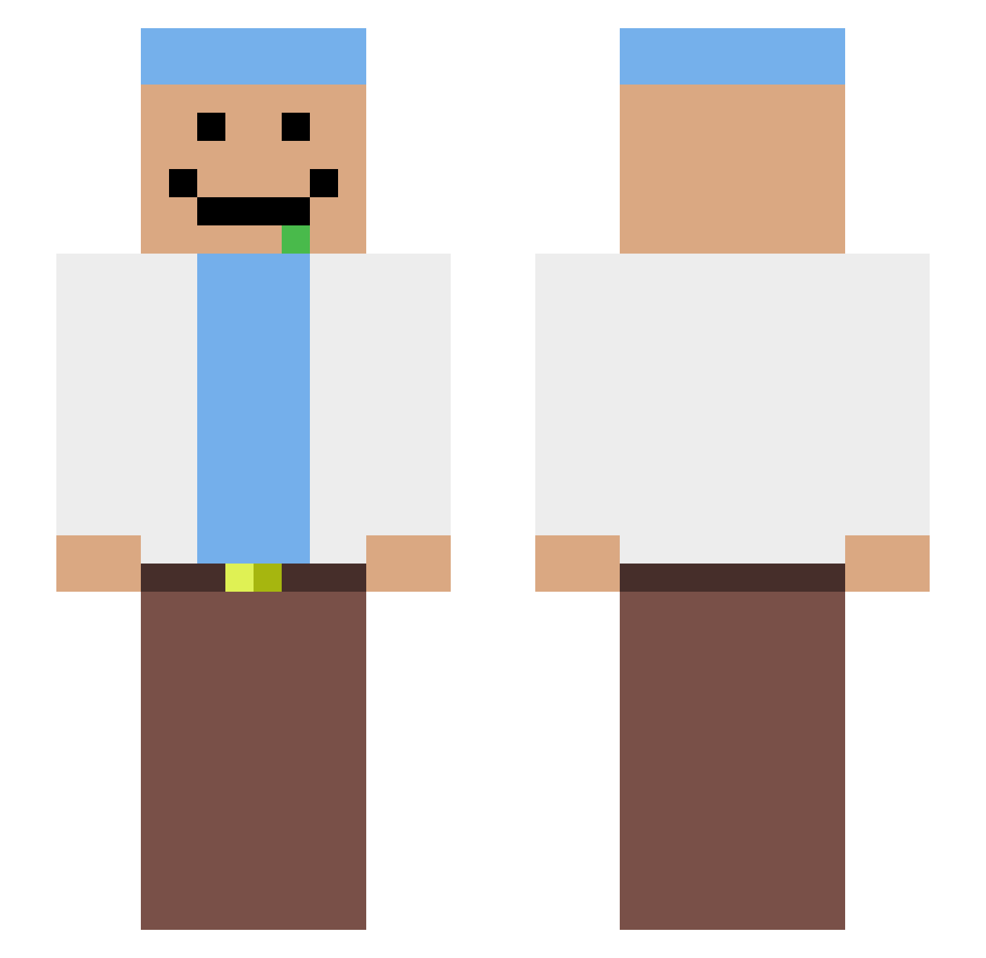 cantyousave Minecraft skin, front and back view
